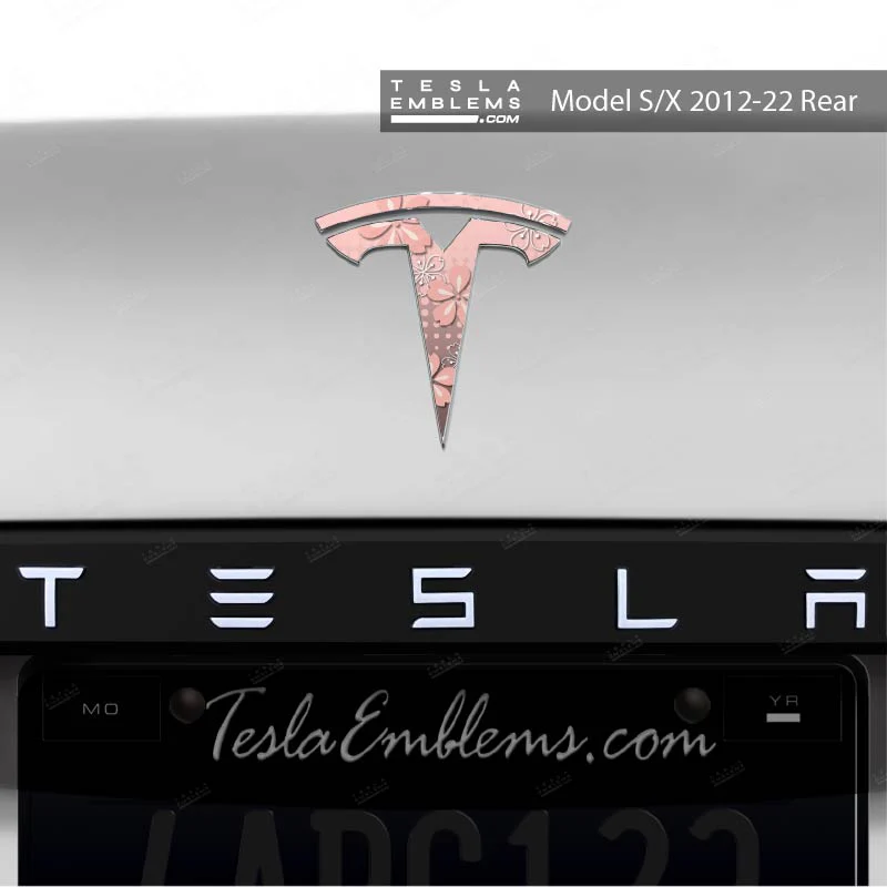 Cherry Blossoms Tesla Emblem Decals (Front + Back) | Model S - Image 2