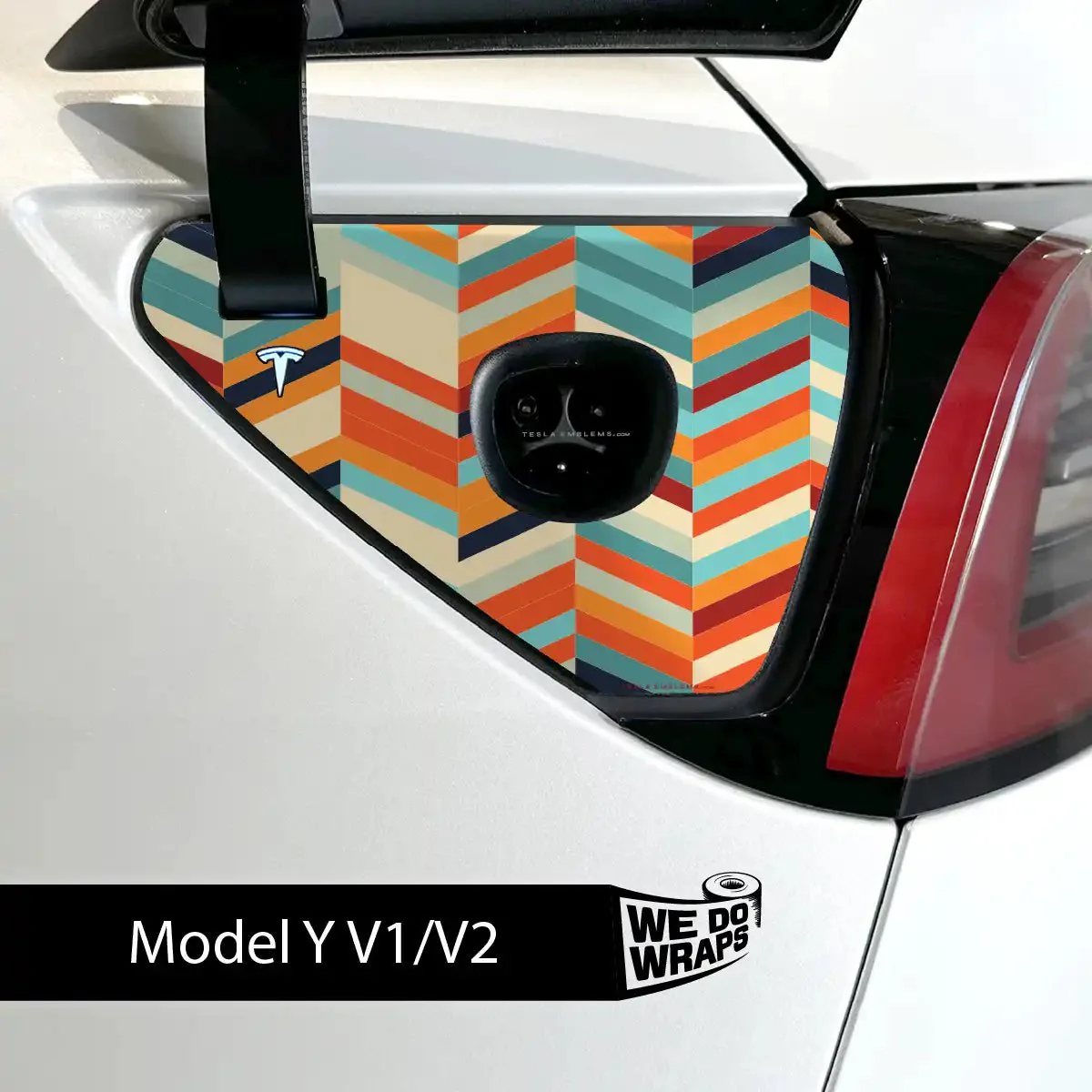 Colorful Herringbone Tesla Charge Port Wrap | Model Y - Image 2