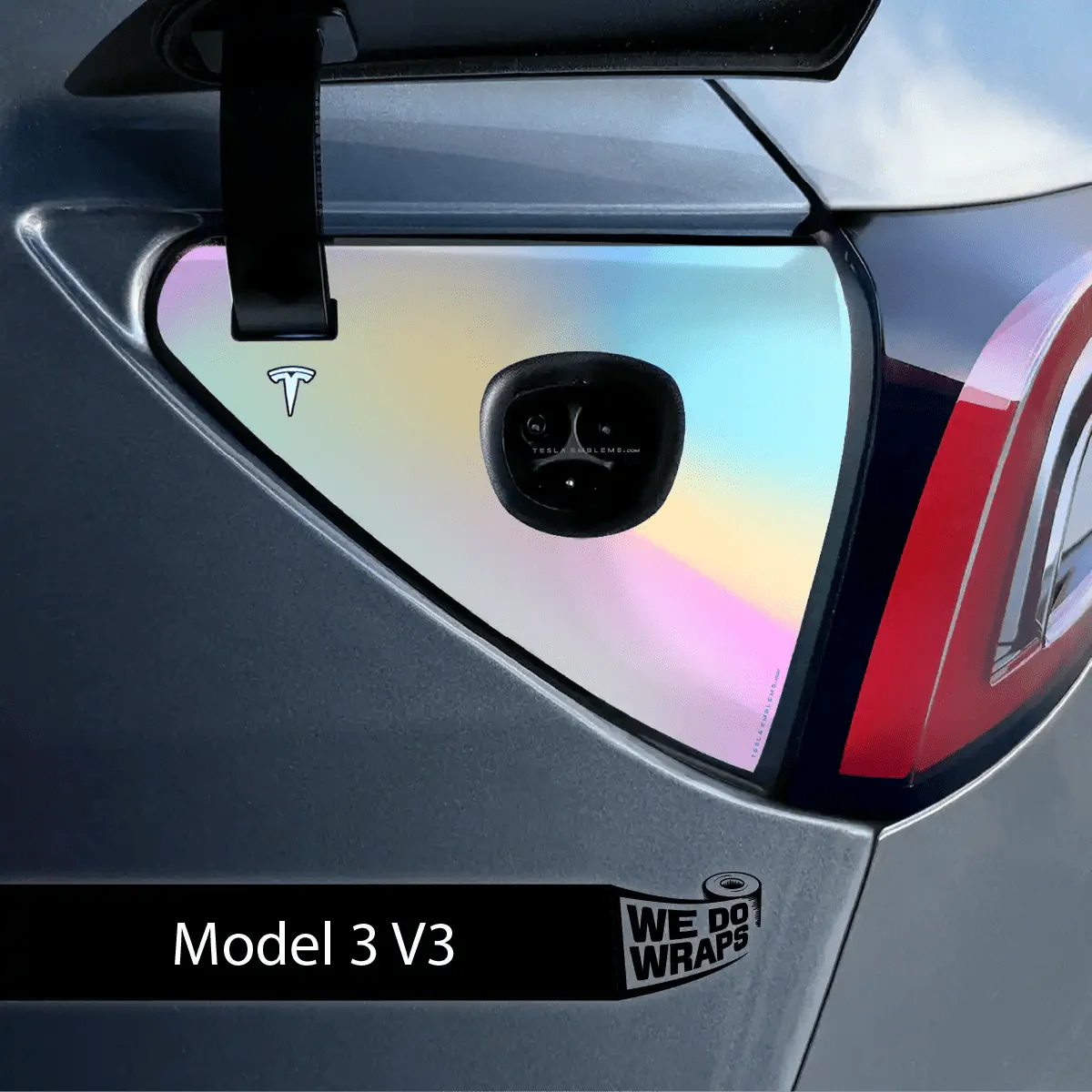 Cotton Candy Gradient Tesla Charge Port Wrap | Model 3 - Image 2