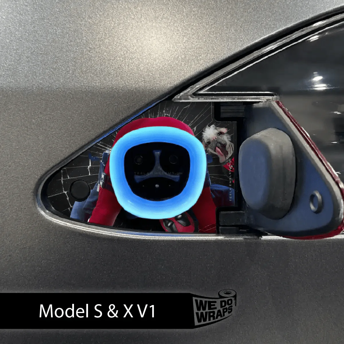 Deadpool Cheeky Charging Tesla Charge Port Wrap | Model S - Image 2