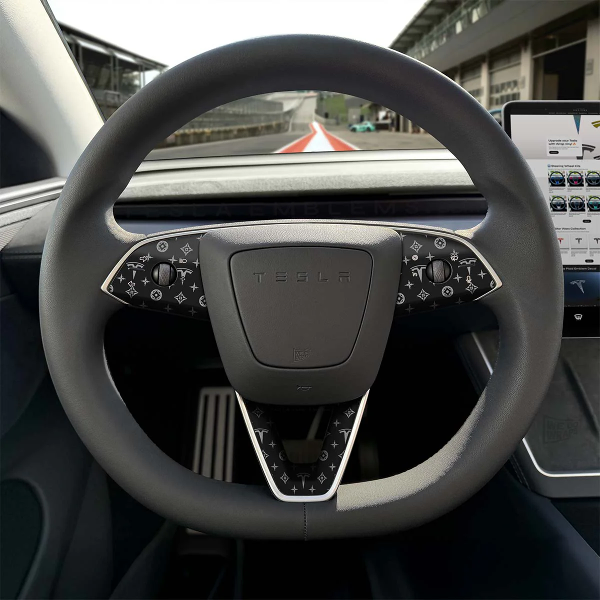 Designer Pattern Tesla Edition Tesla Steering Wheel Trim Decal Kit (3pcs) | Model 3 - Image 2