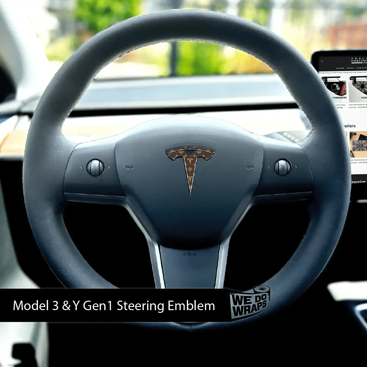 Designer Pattern Tesla Edition Tesla Steering Wheel Wrap | M3 2017-Jan 2024 - Image 3