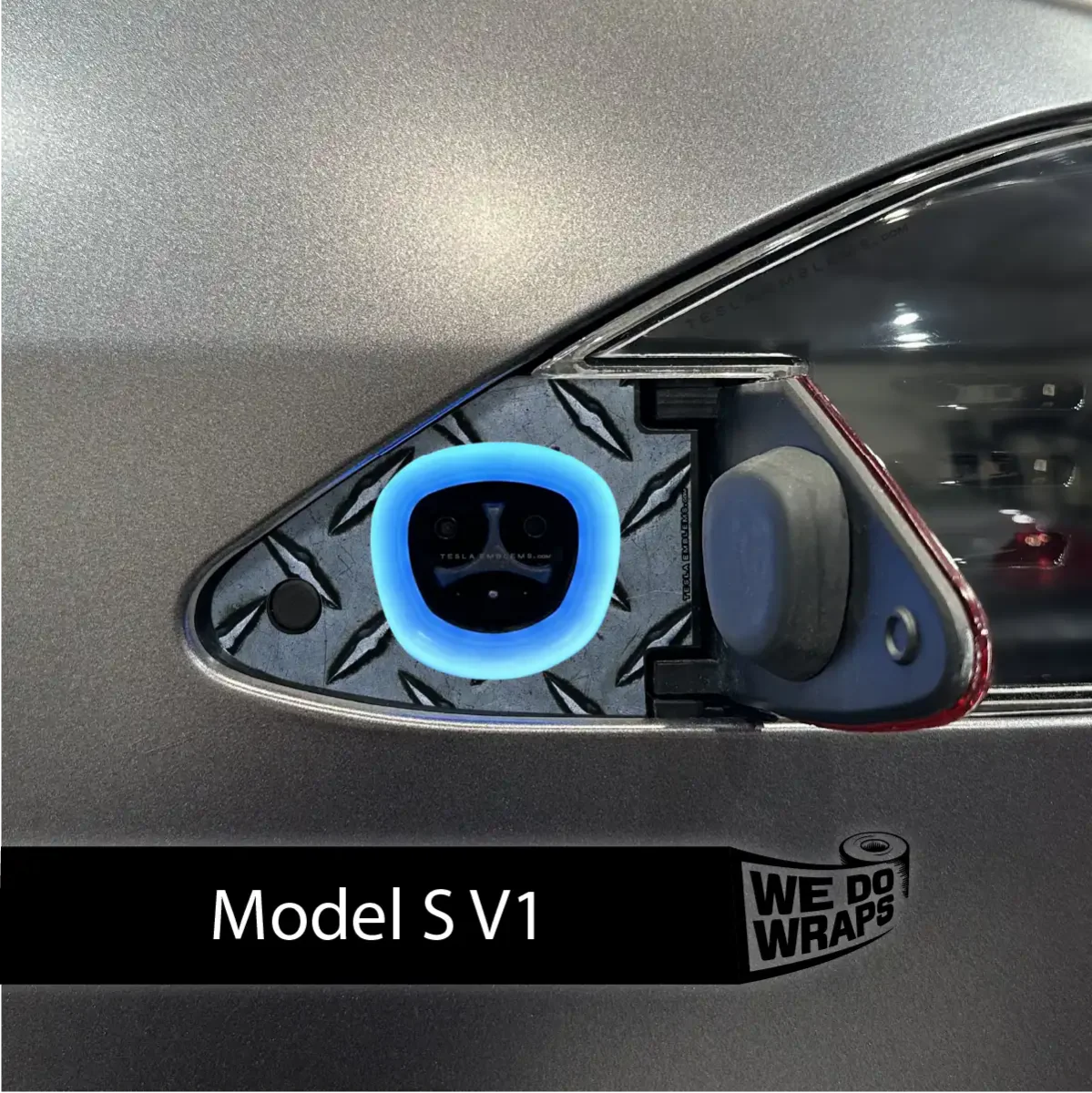 Diamond Plate Tesla Charge Port Wrap | Model S - Image 2