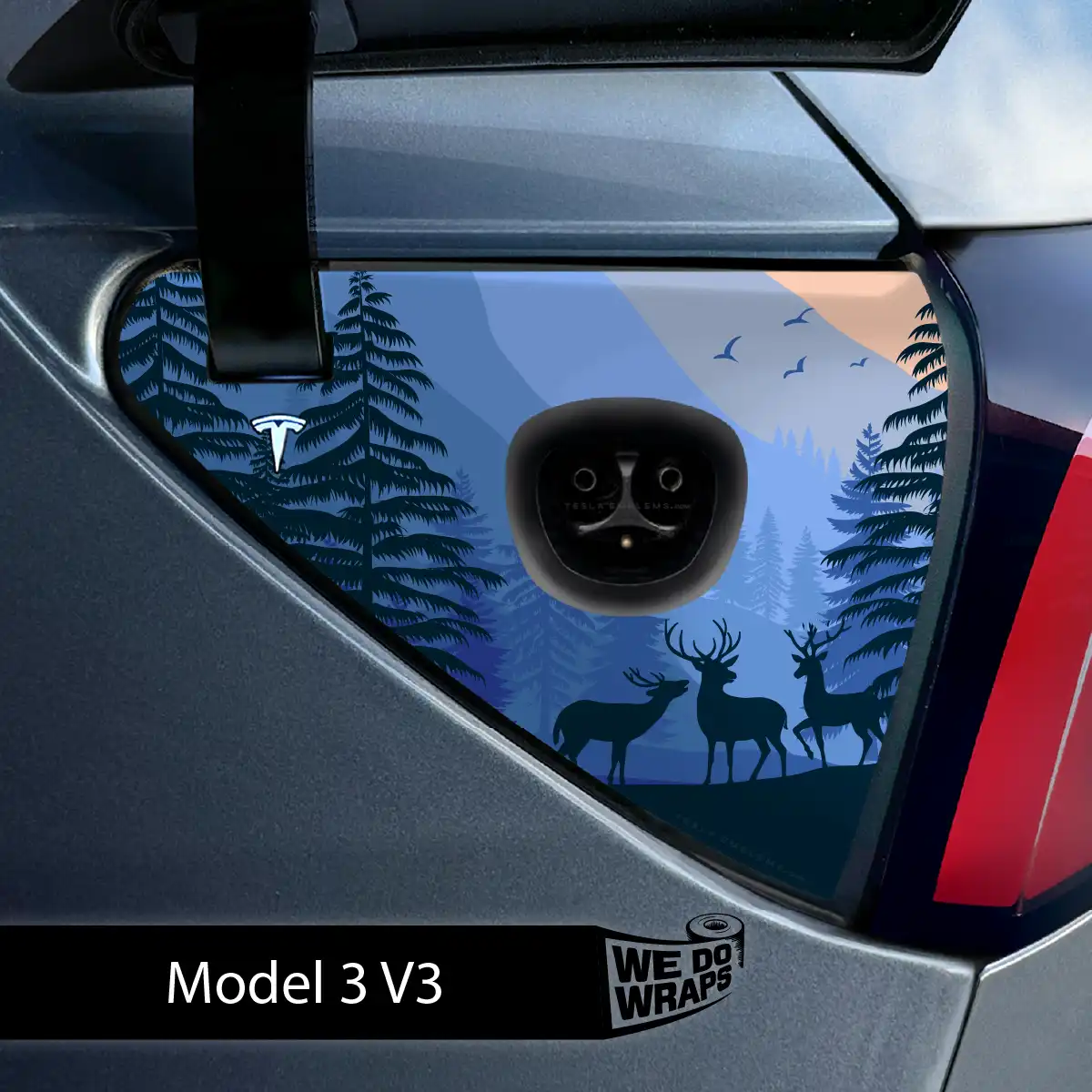 Distracted Elk Tesla Charge Port Wrap | Model 3 - Image 2