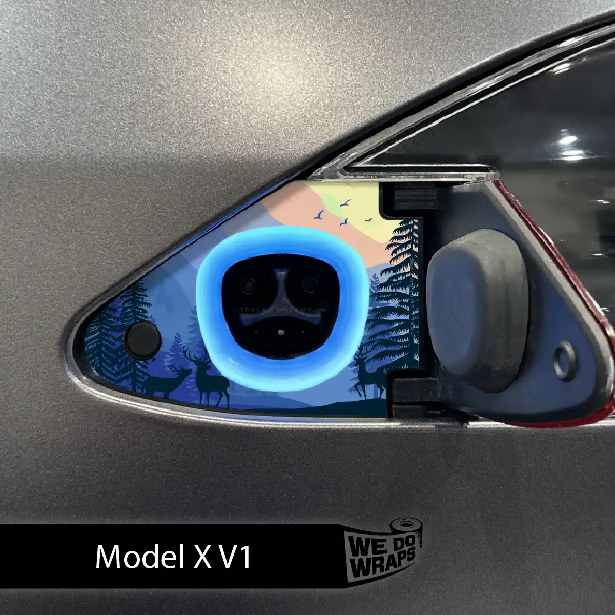 Distracted Elk Tesla Charge Port Wrap | Model X - Image 2