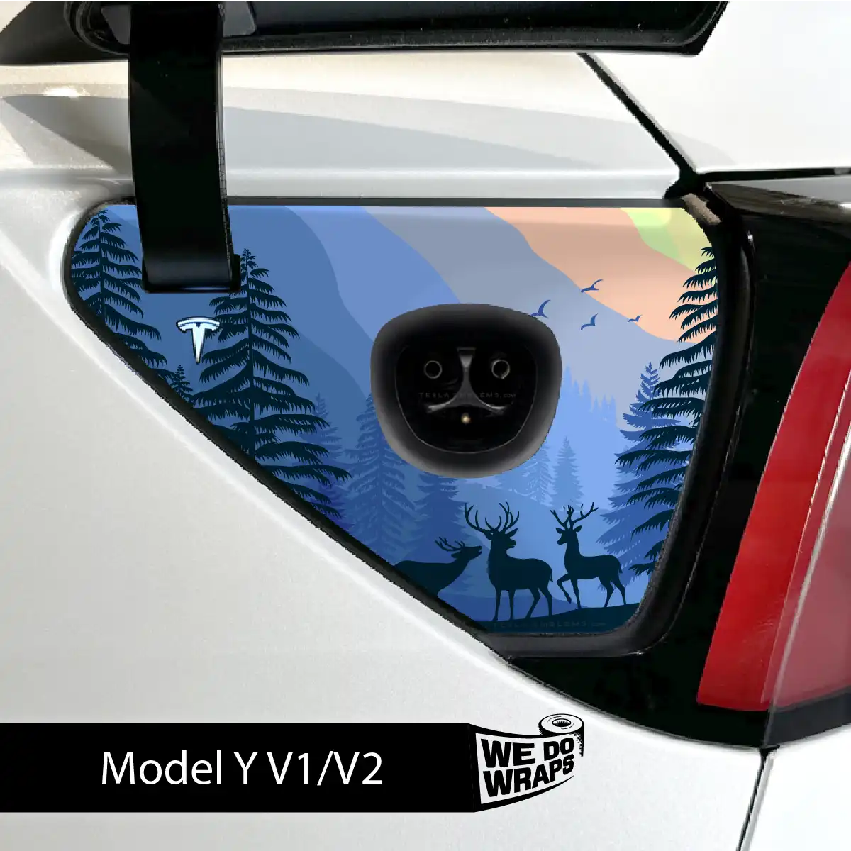 Distracted Elk Tesla Charge Port Wrap | Model Y - Image 2