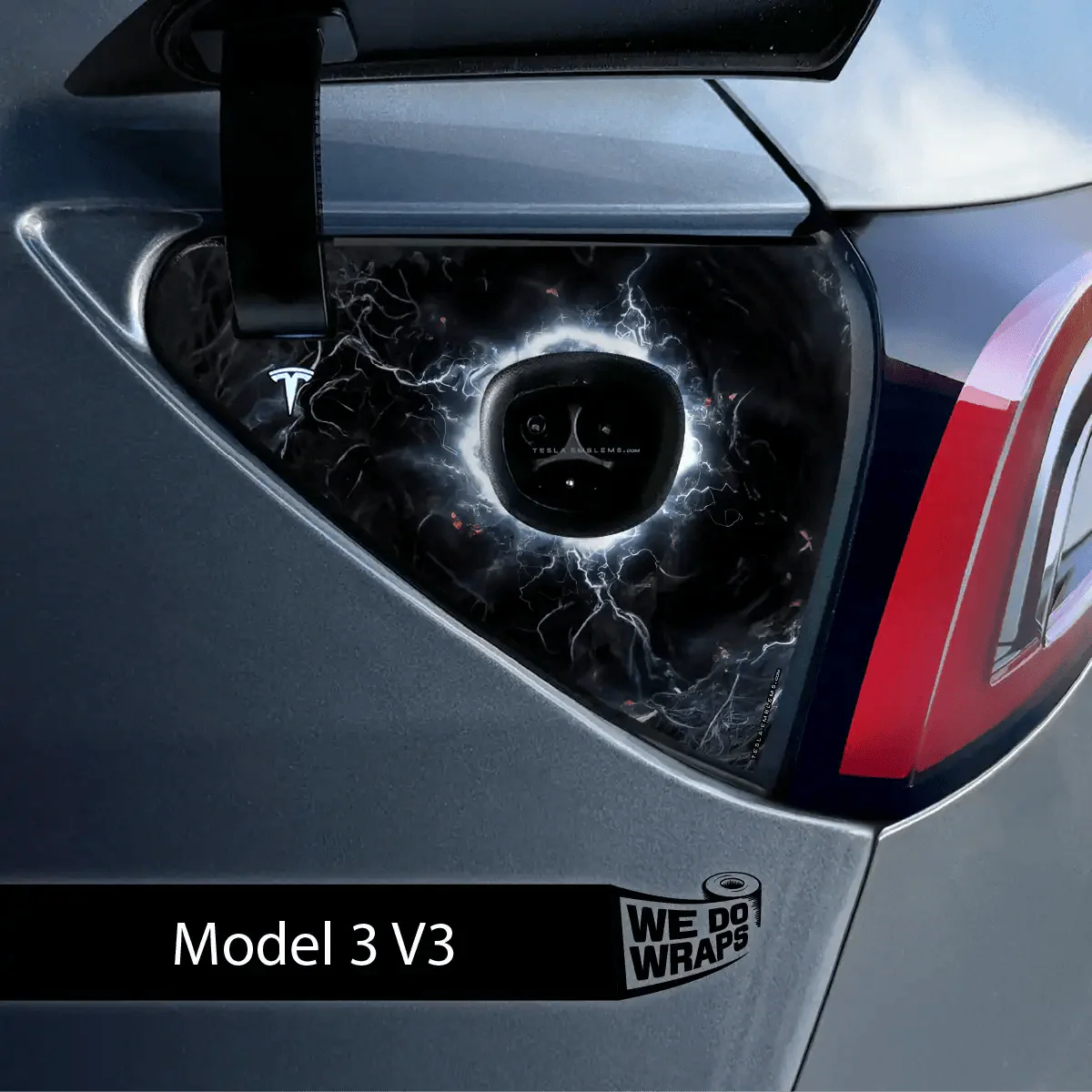 Electric Wormhole Tesla Charge Port Wrap | Model 3 - Image 2