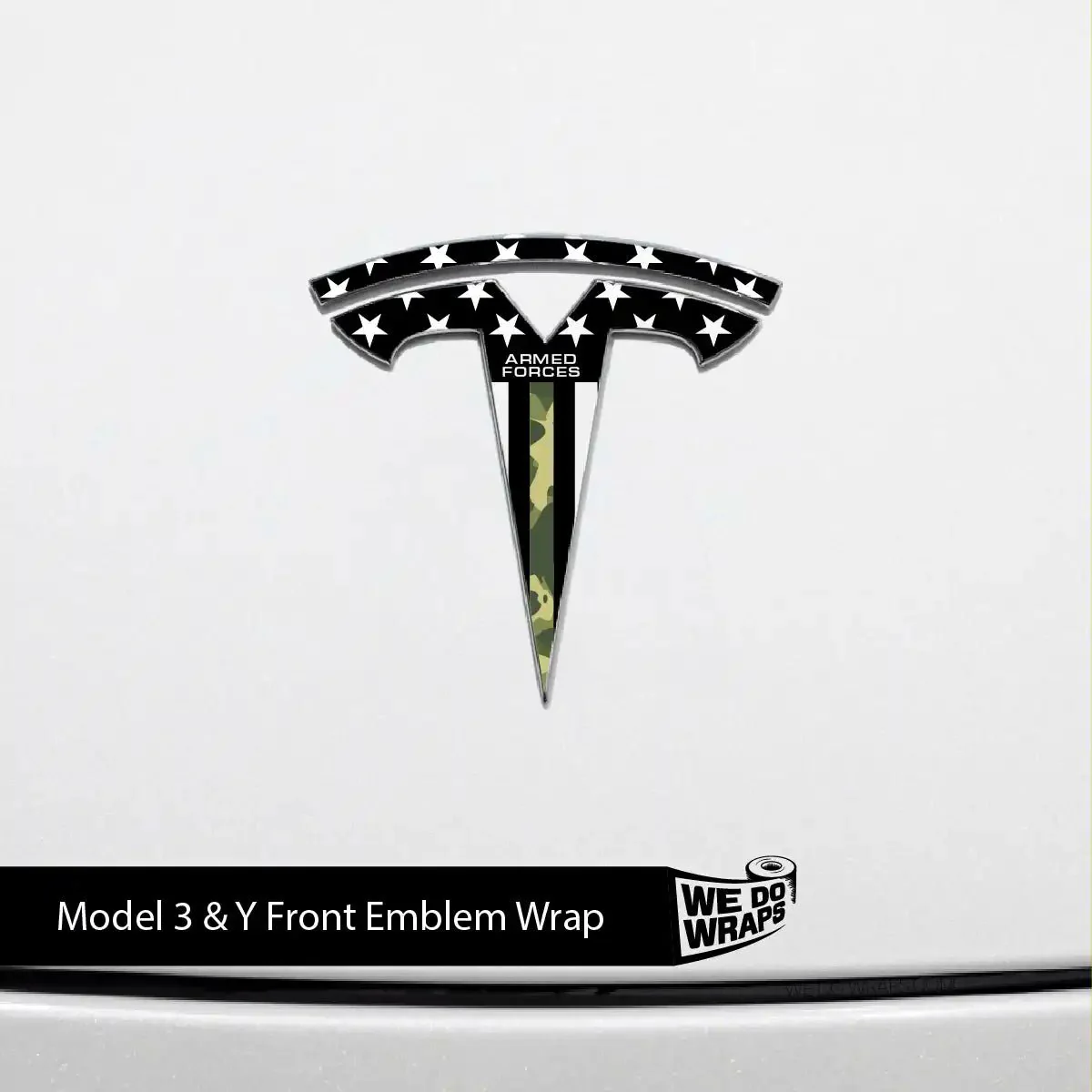 First Responders Armed Forces Tesla Emblem Decals (Front + Back) | Model Y - Image 3