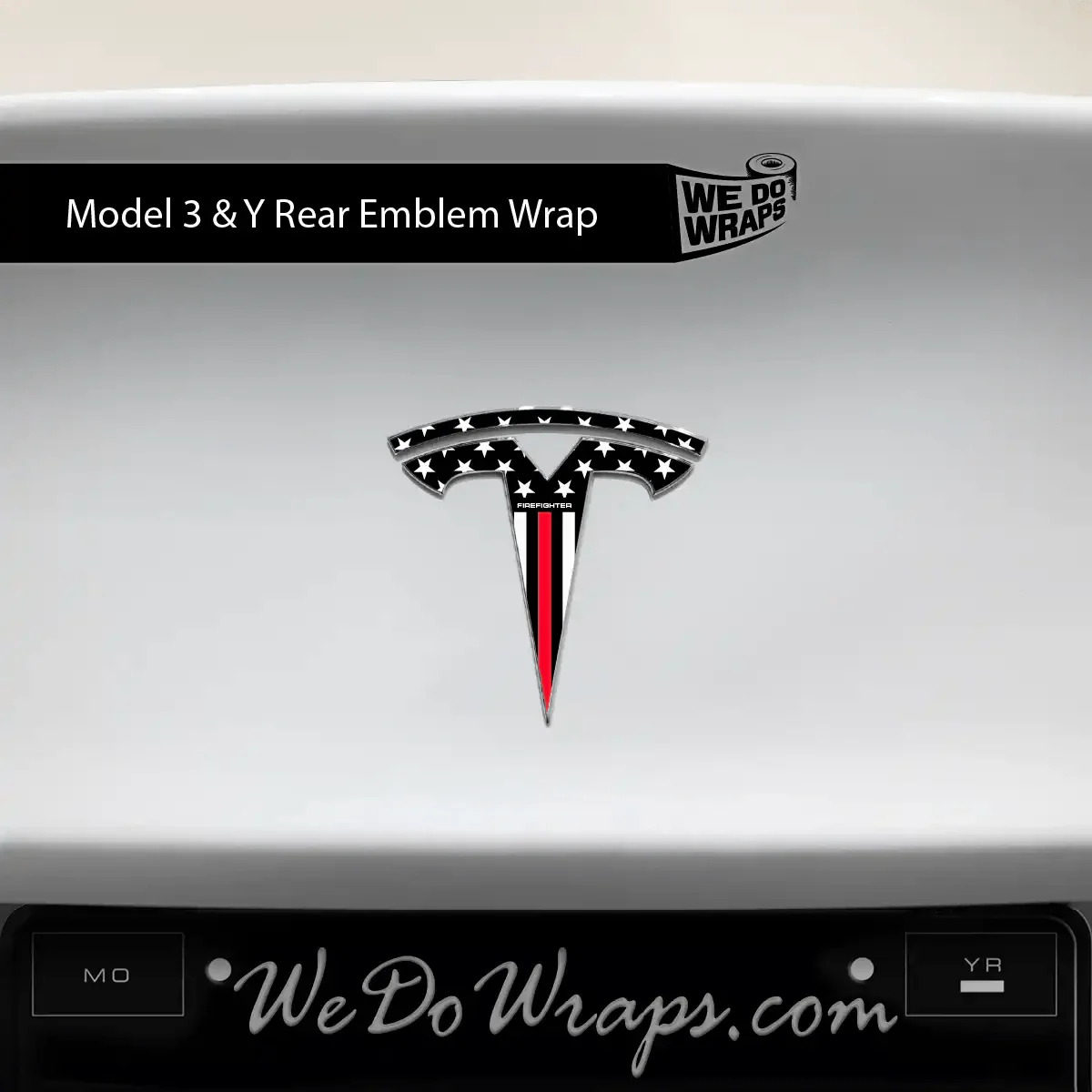First Responders Firefighter Tesla Emblem Decals (Front + Back) | Model 3 - Image 2
