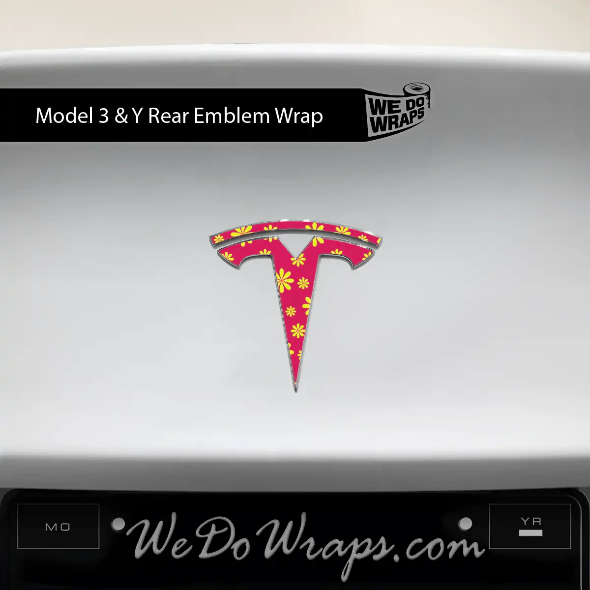 Flower Power Tesla Emblem Decals (Front + Back) | Model 3 - Image 2