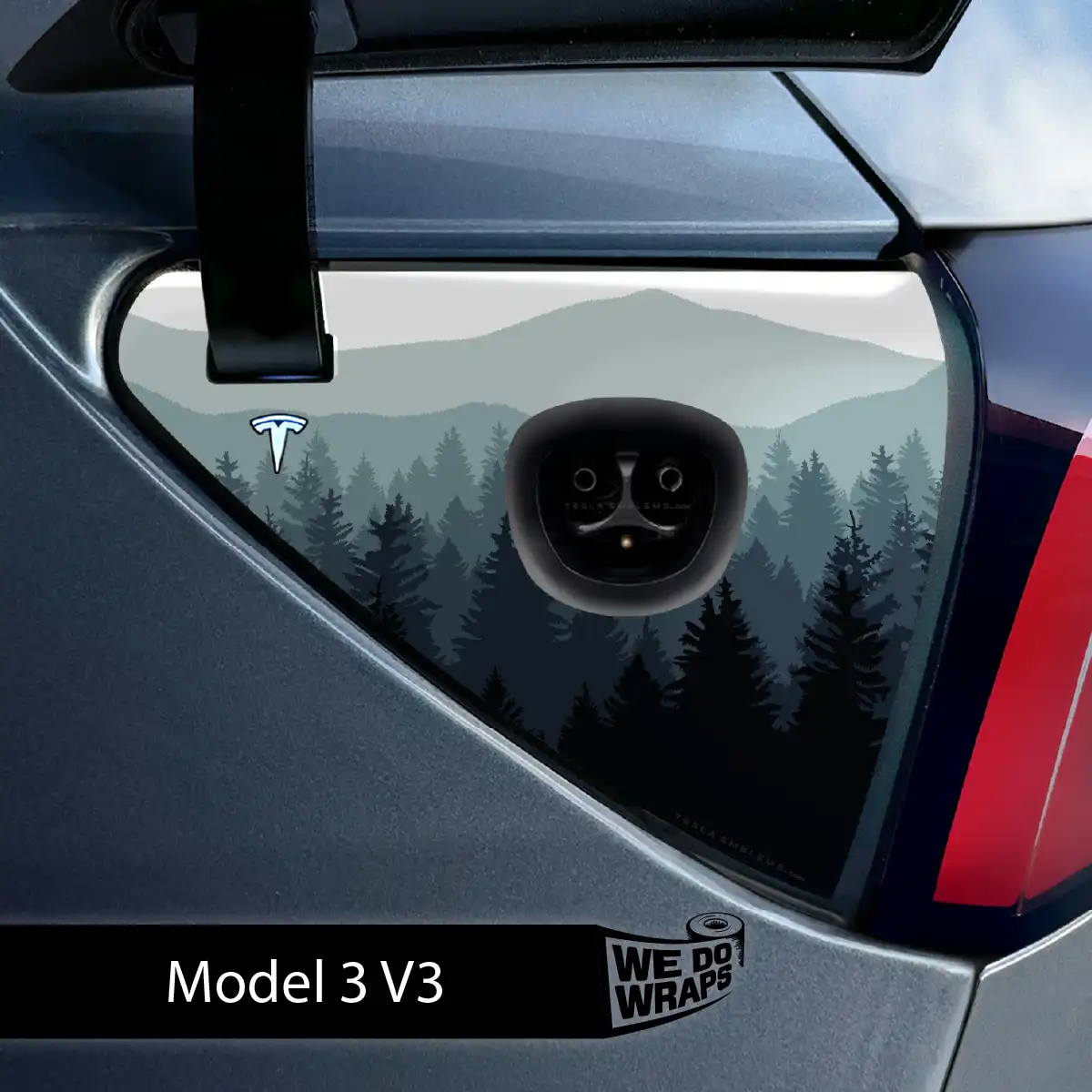 Foggy Pines Tesla Charge Port Wrap | Model 3 - Image 2