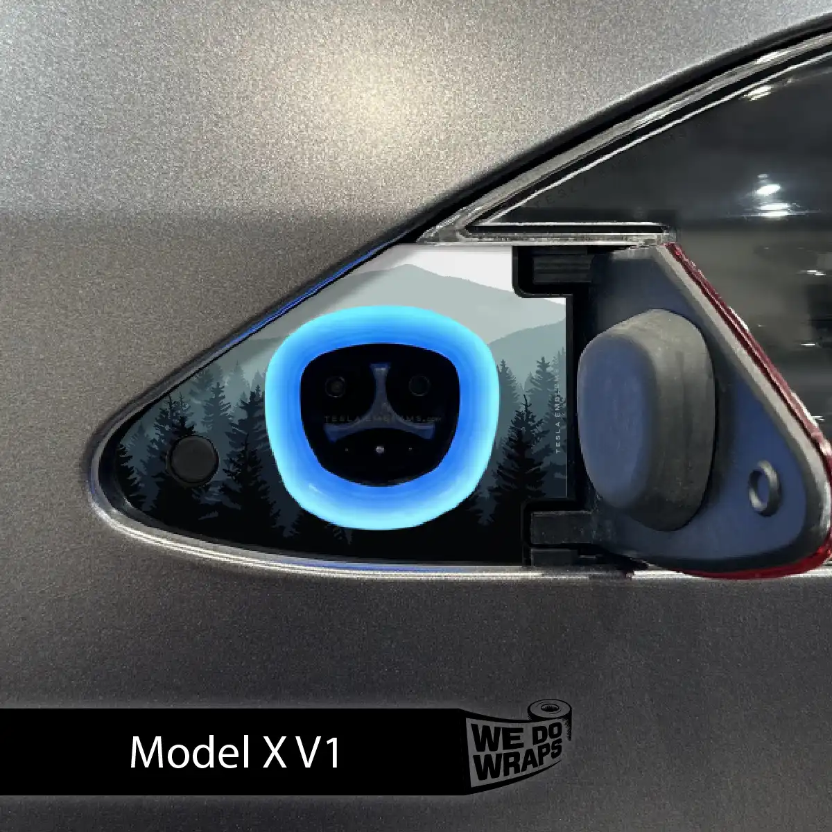 Foggy Pines Tesla Charge Port Wrap | Model X - Image 2