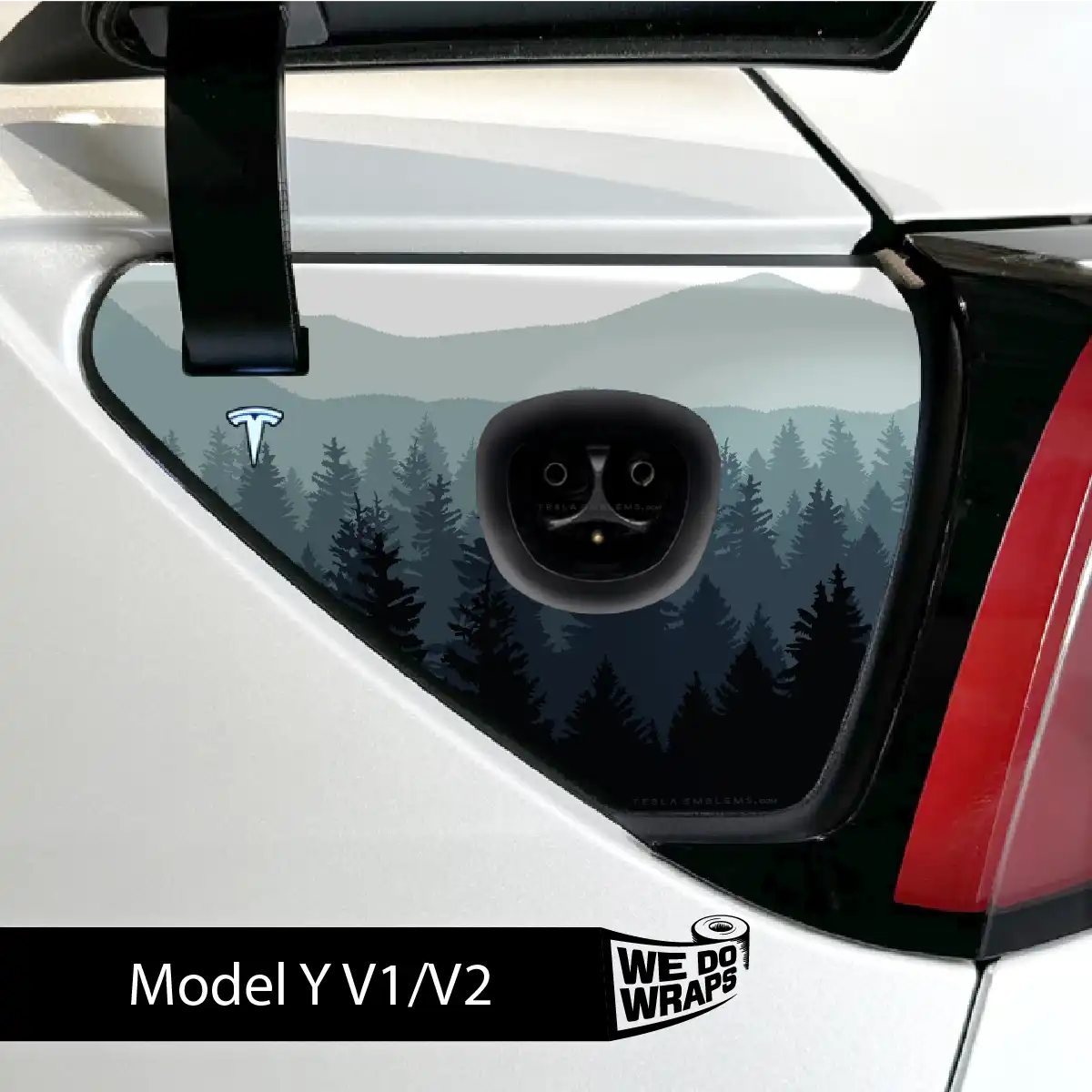 Foggy Pines Tesla Charge Port Wrap | Model Y - Image 2