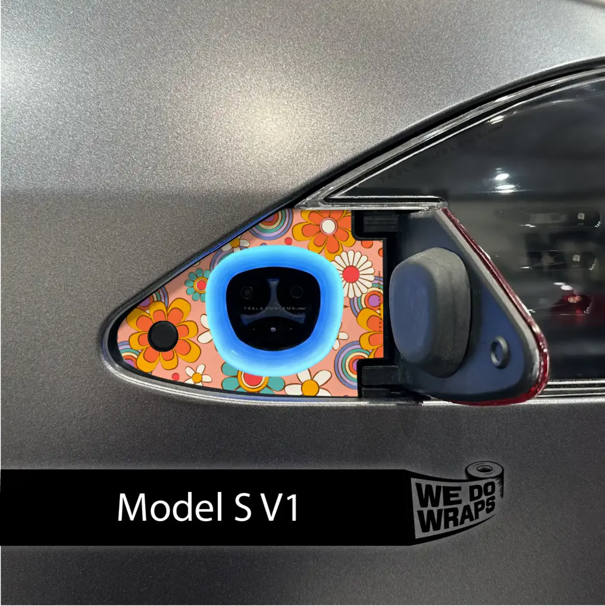 Funky Florals Tesla Charge Port Wrap | Model S - Image 2