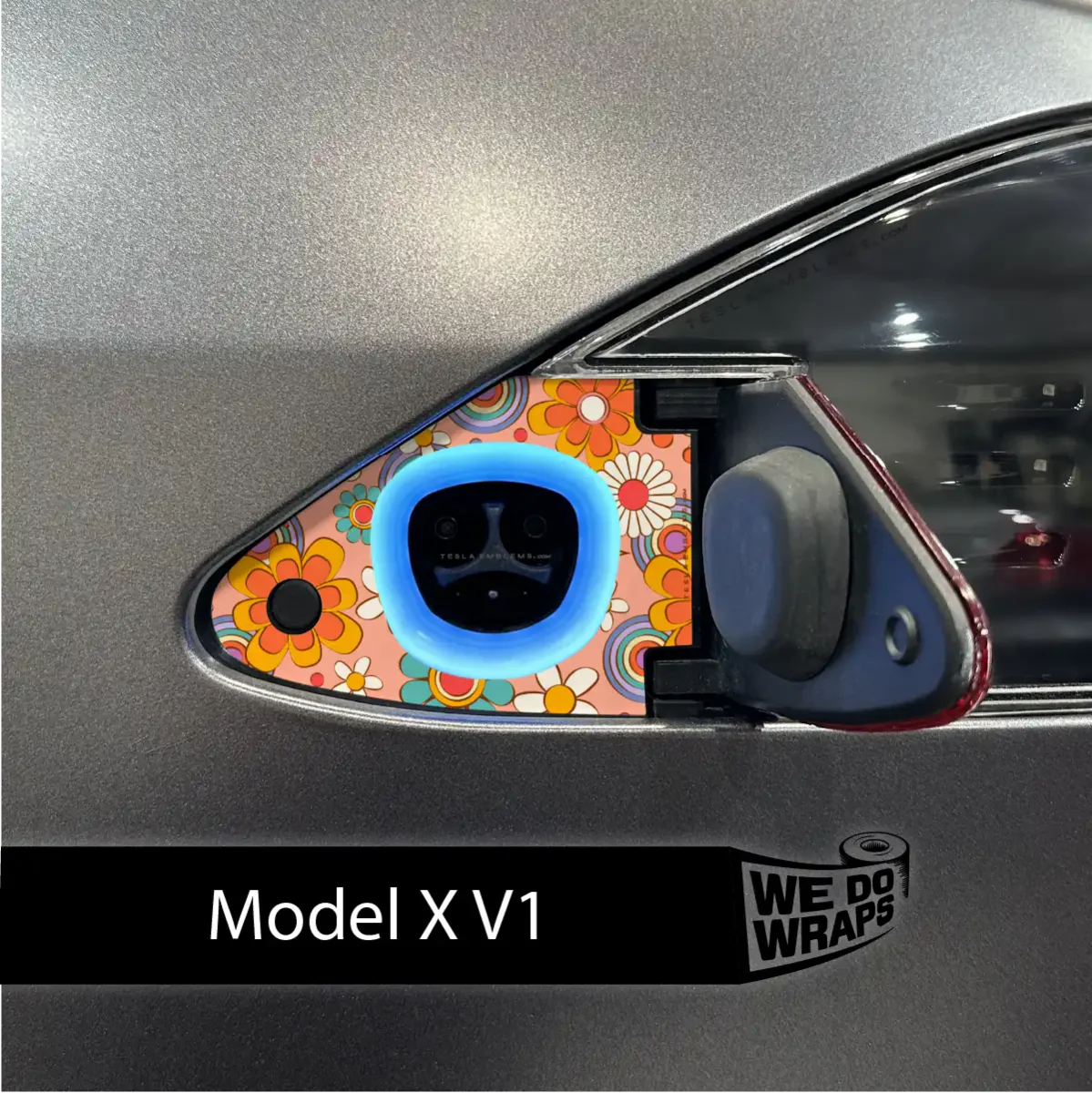 Funky Florals Tesla Charge Port Wrap | Model X - Image 2