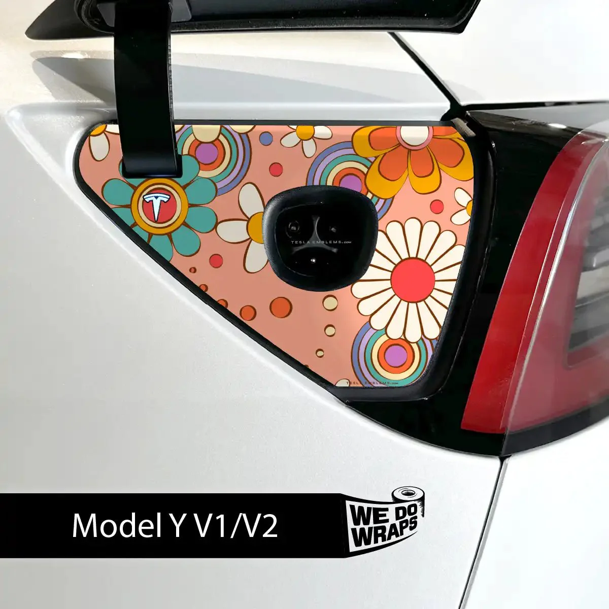 Funky Florals Tesla Charge Port Wrap | Model Y - Image 2