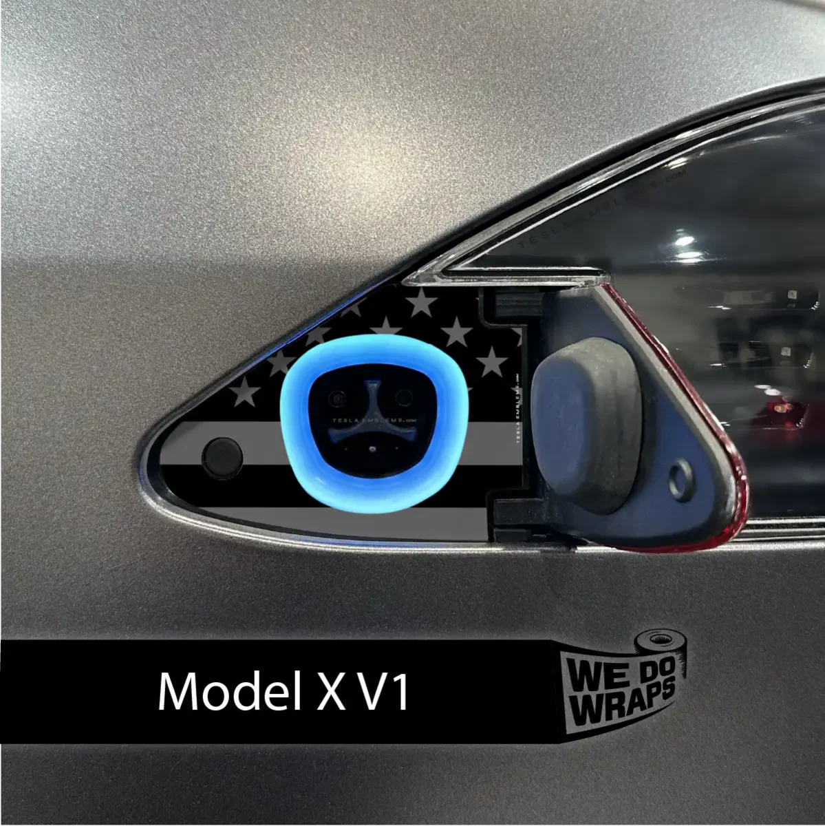 Ghost Black Patriot Flag Tesla Charge Port Wrap | Model X - Image 2