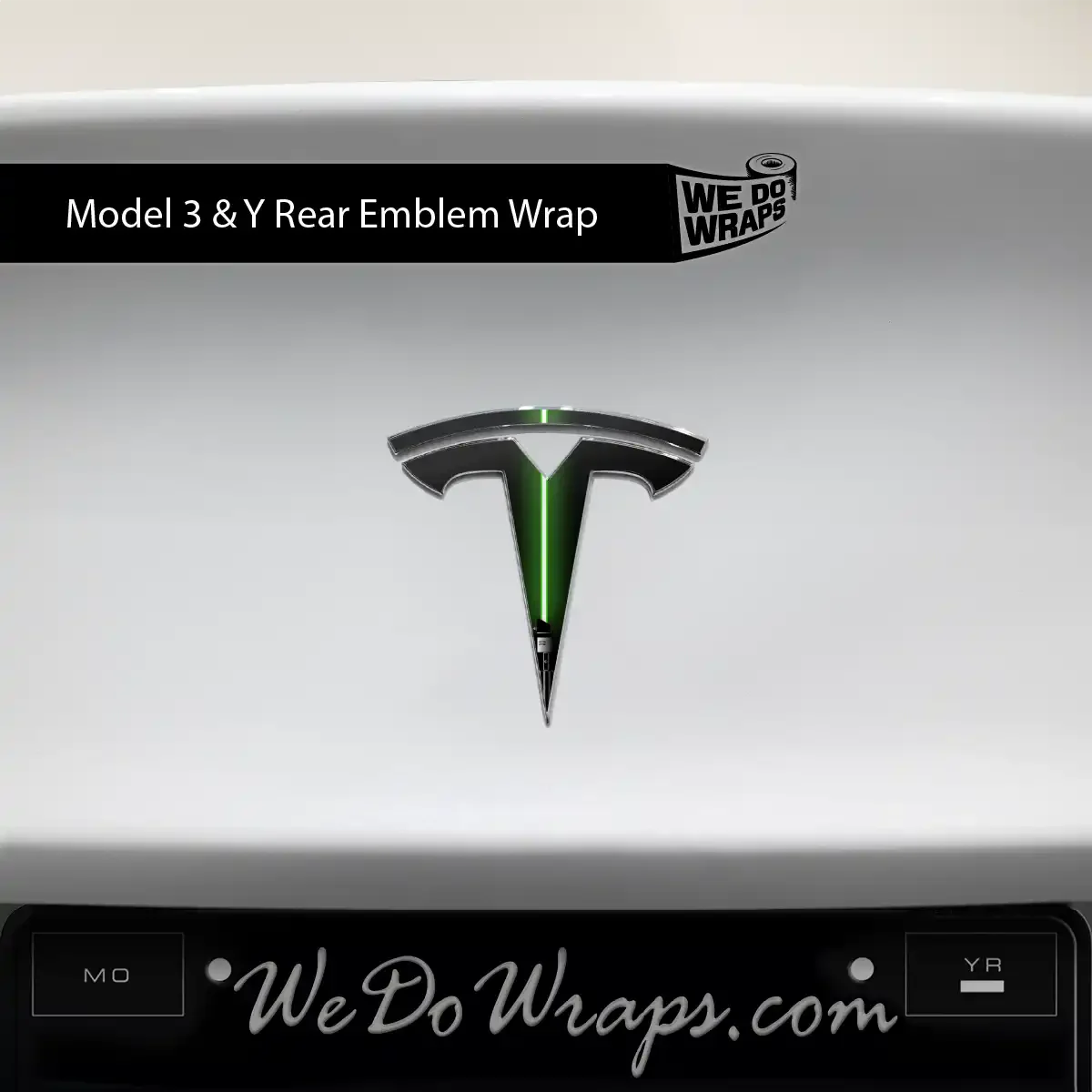 Green Laser Sword Tesla Emblem Decals (Front + Back) | Model Y - Image 2
