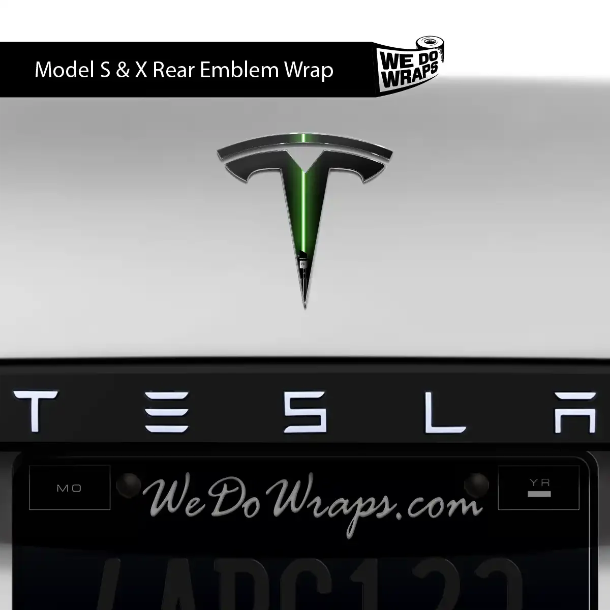 Green Laser Sword Tesla Emblem Decals (Front + Back) | Model X - Image 2