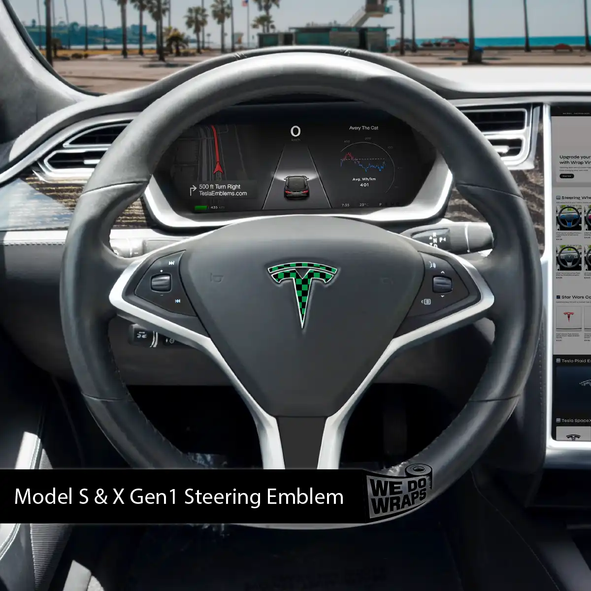 Ichimatsu Pattern Tesla Steering Wheel Wrap | Model S - Image 2