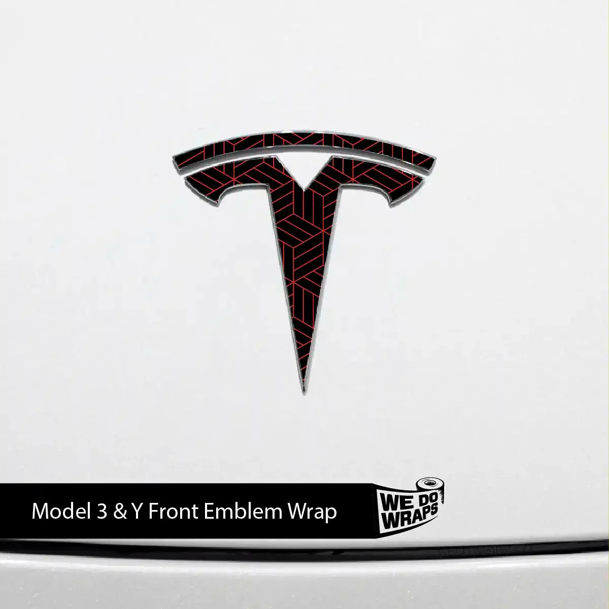 Isometric 3D Pattern Tesla Emblem Decals (Front + Back) | Model 3 - Image 2