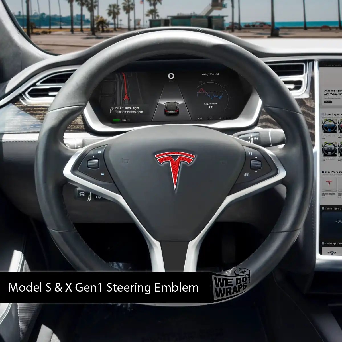 Isometric 3D Pattern Tesla Steering Wheel Wrap | Model X - Image 3