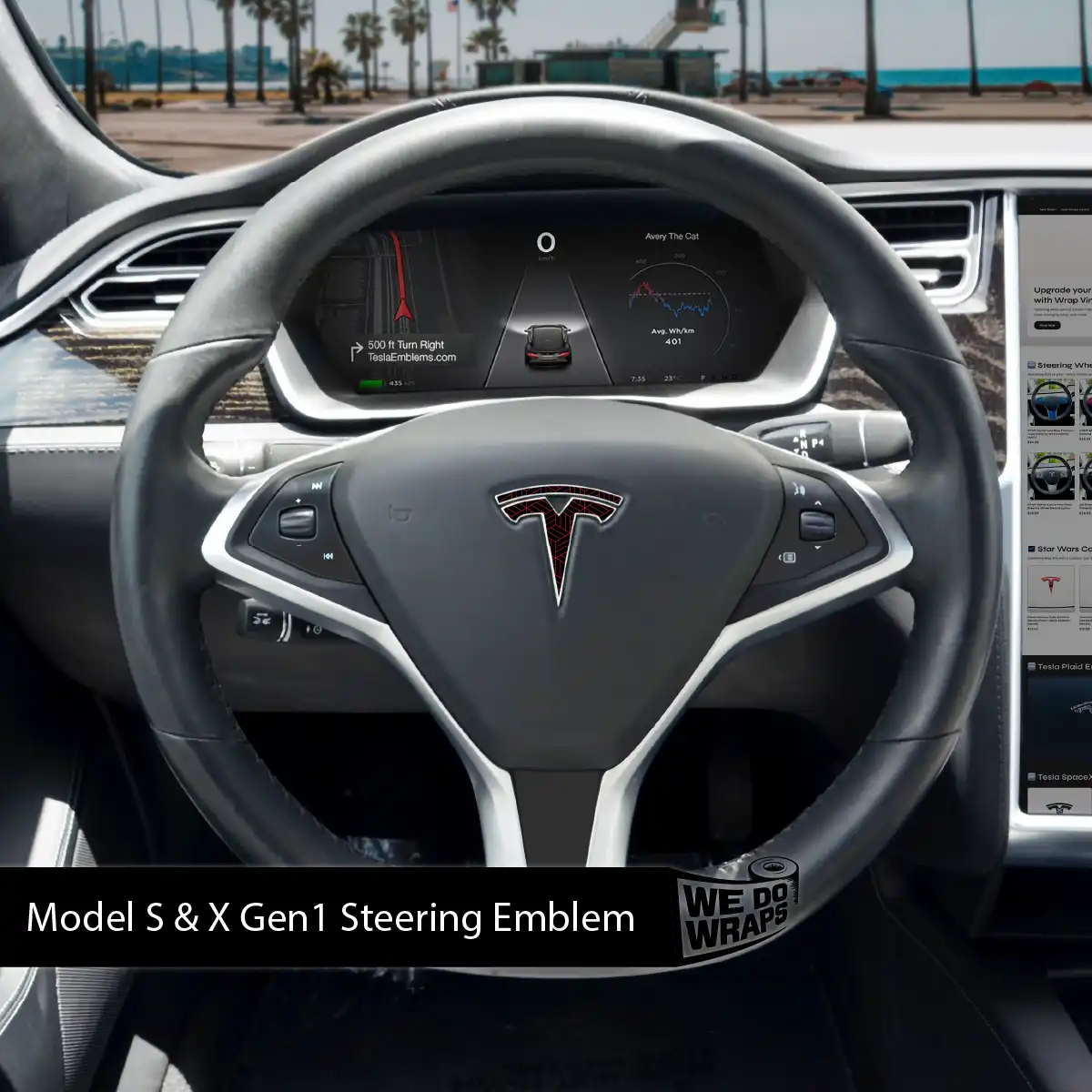 Isometric 3D Pattern Tesla Steering Wheel Wrap | Model X - Image 4