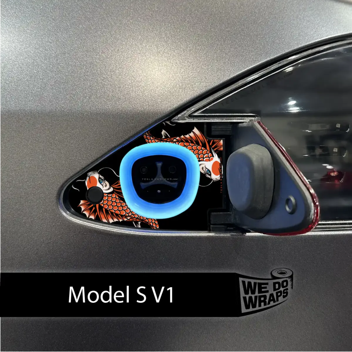 Koi Tattoo Art Tesla Charge Port Wrap | Model S - Image 2