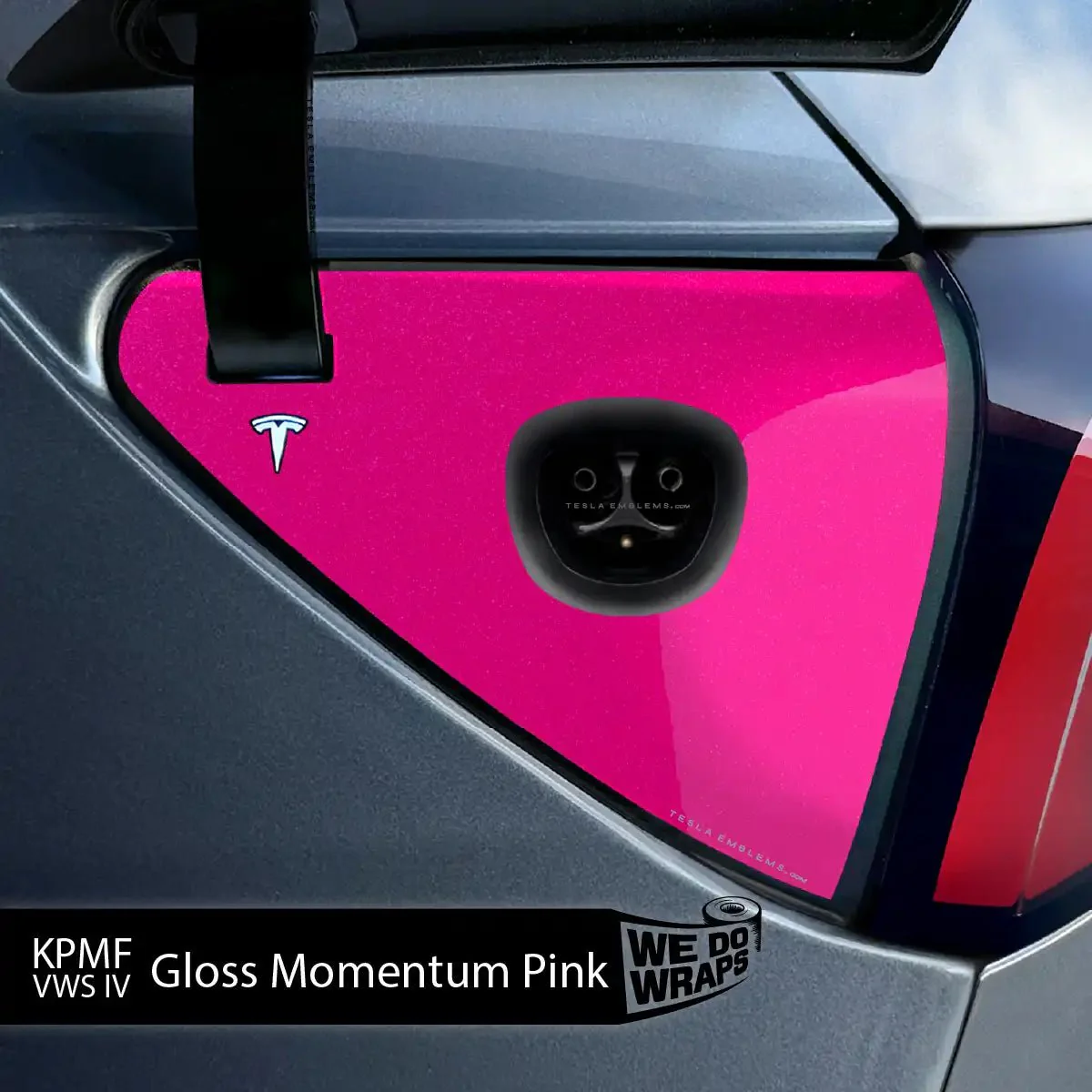KPMF Gloss Momentum Pink Tesla Charge Port Wrap | Model 3 - Image 2
