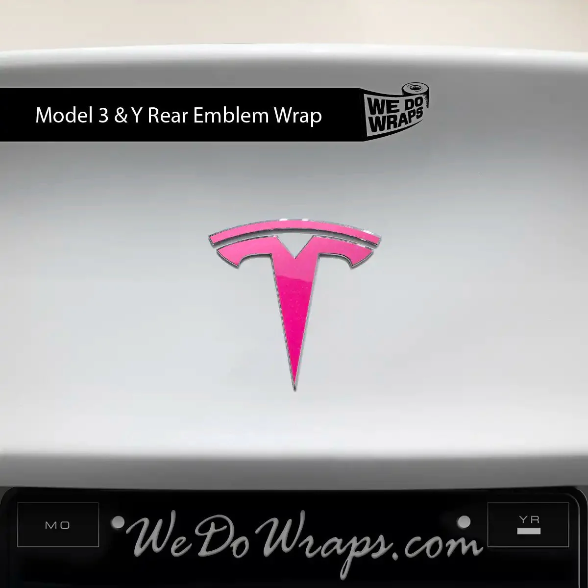 KPMF Gloss Momentum Pink Tesla Emblem Decals (Front + Back) | Model 3 - Image 3