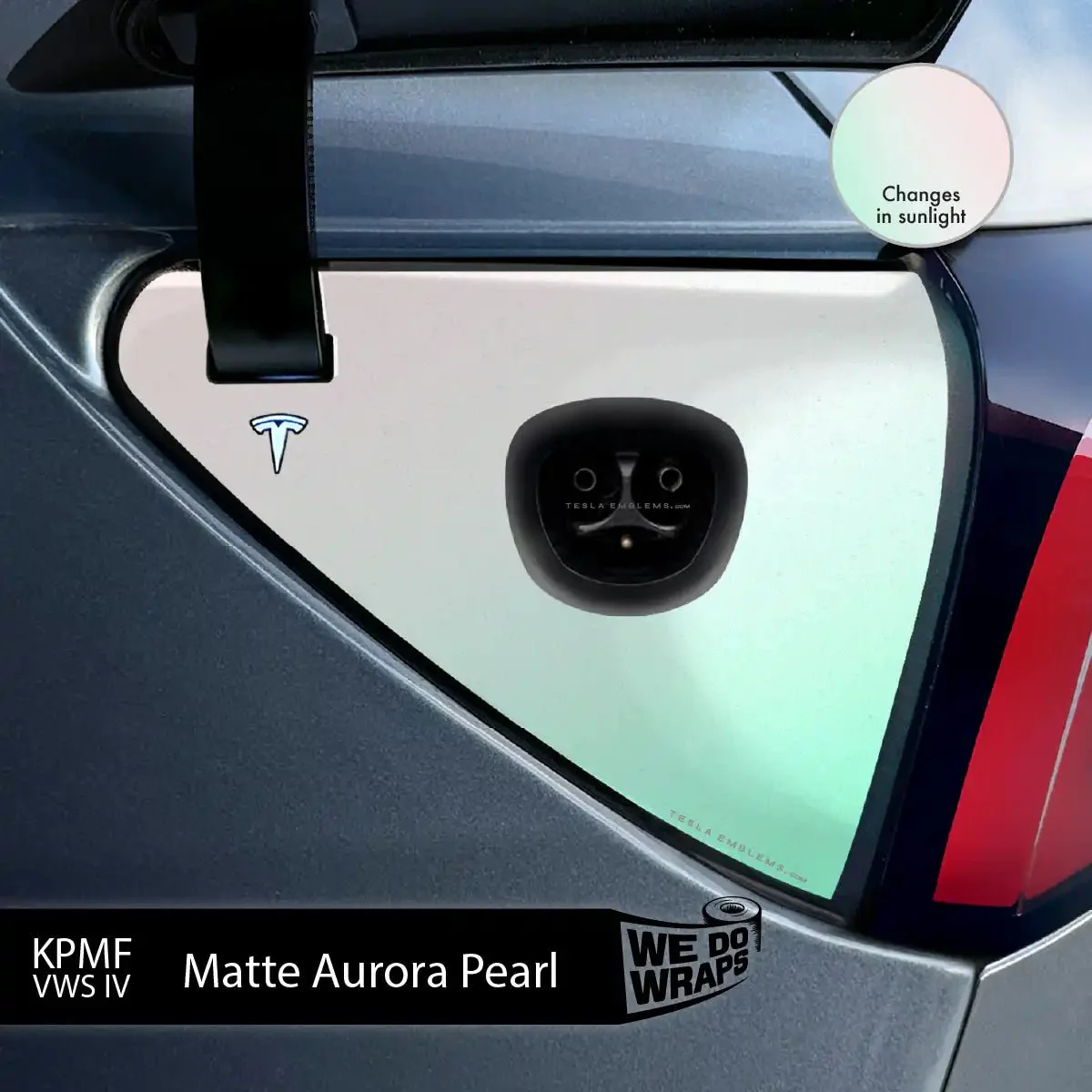 KPMF Matte Aurora Pearl Tesla Charge Port Wrap | Model 3 - Image 2