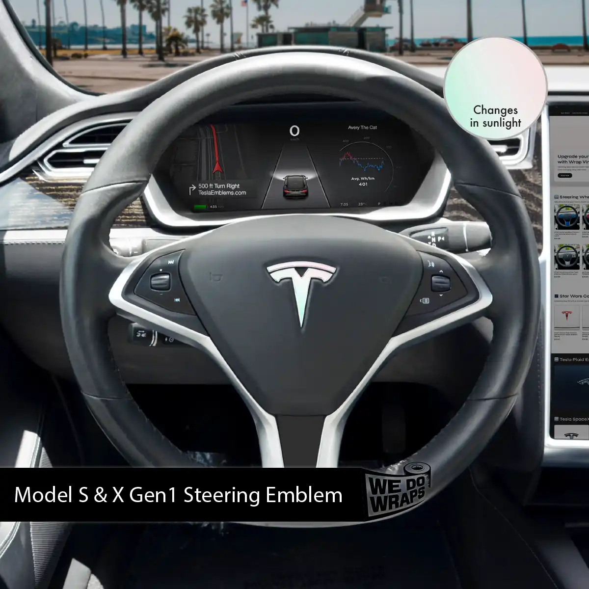 KPMF Matte Aurora Pearl Tesla Steering Wheel Wrap | Model X - Image 3
