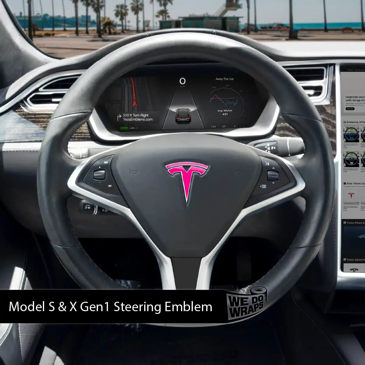 KPMF Momentum Pink Tesla Steering Wheel Wrap | Model S - Image 3