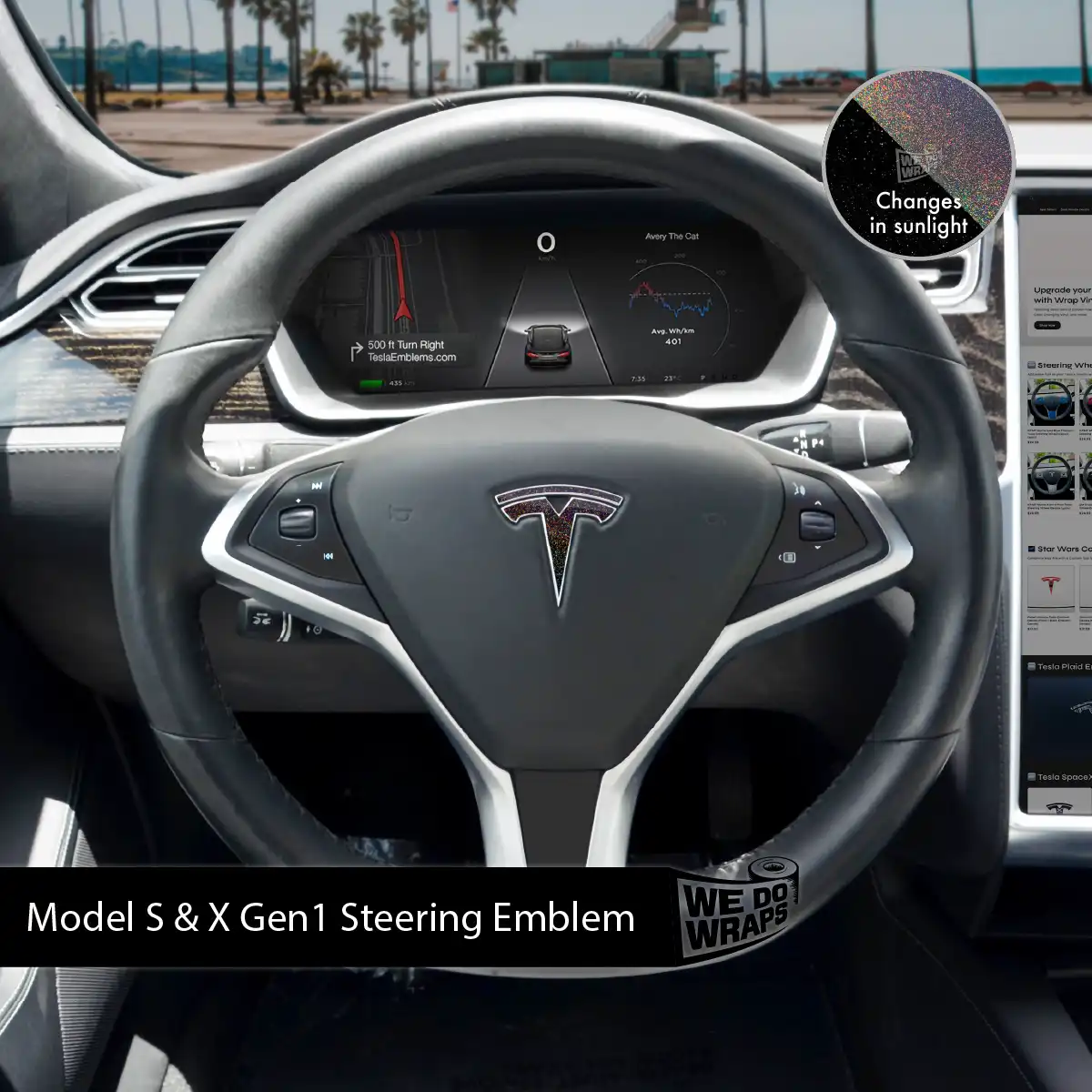 KPMF Morpheus Black Tesla Steering Wheel Wrap | Model X - Image 3