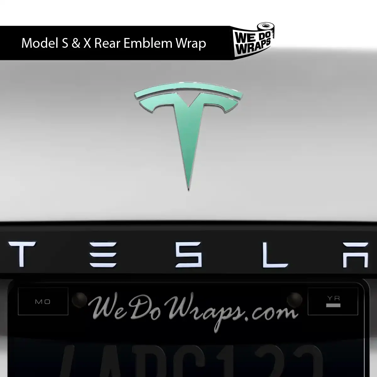 KPMF Satin Spearmint Tesla Emblem Decals (Front + Back) | Model S - Image 3