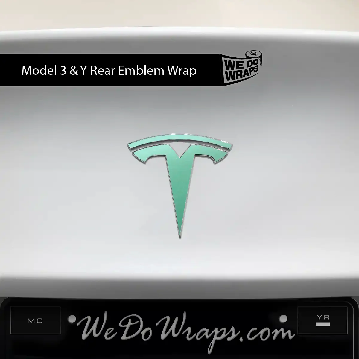KPMF Satin Spearmint Tesla Emblem Decals (Front + Back) | Model 3 - Image 3