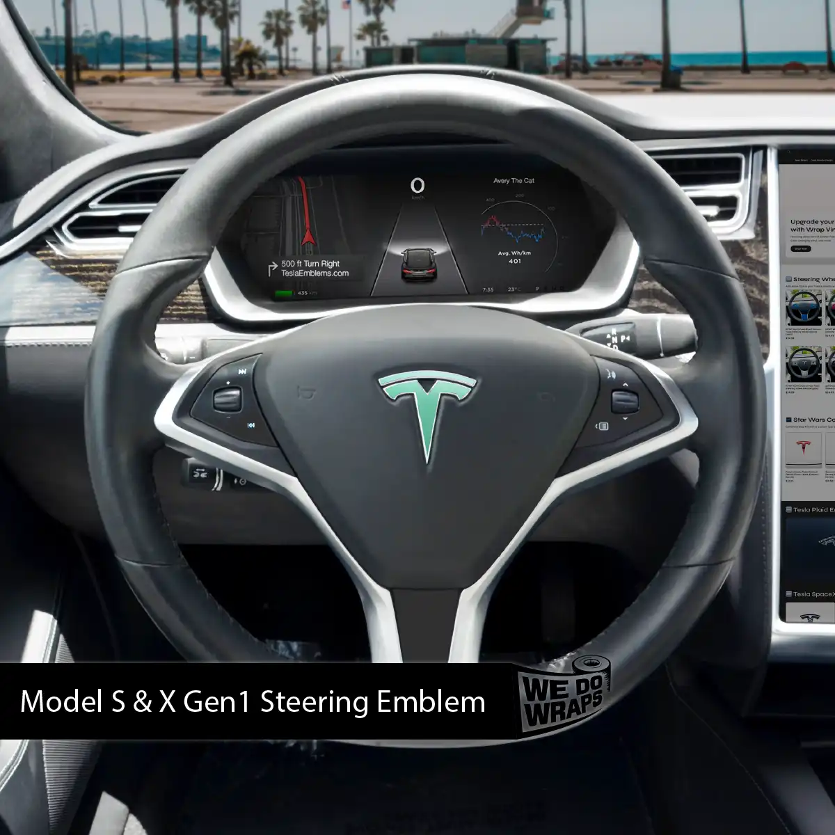 KPMF Satin Spearmint Tesla Steering Wheel Wrap | Model S - Image 3