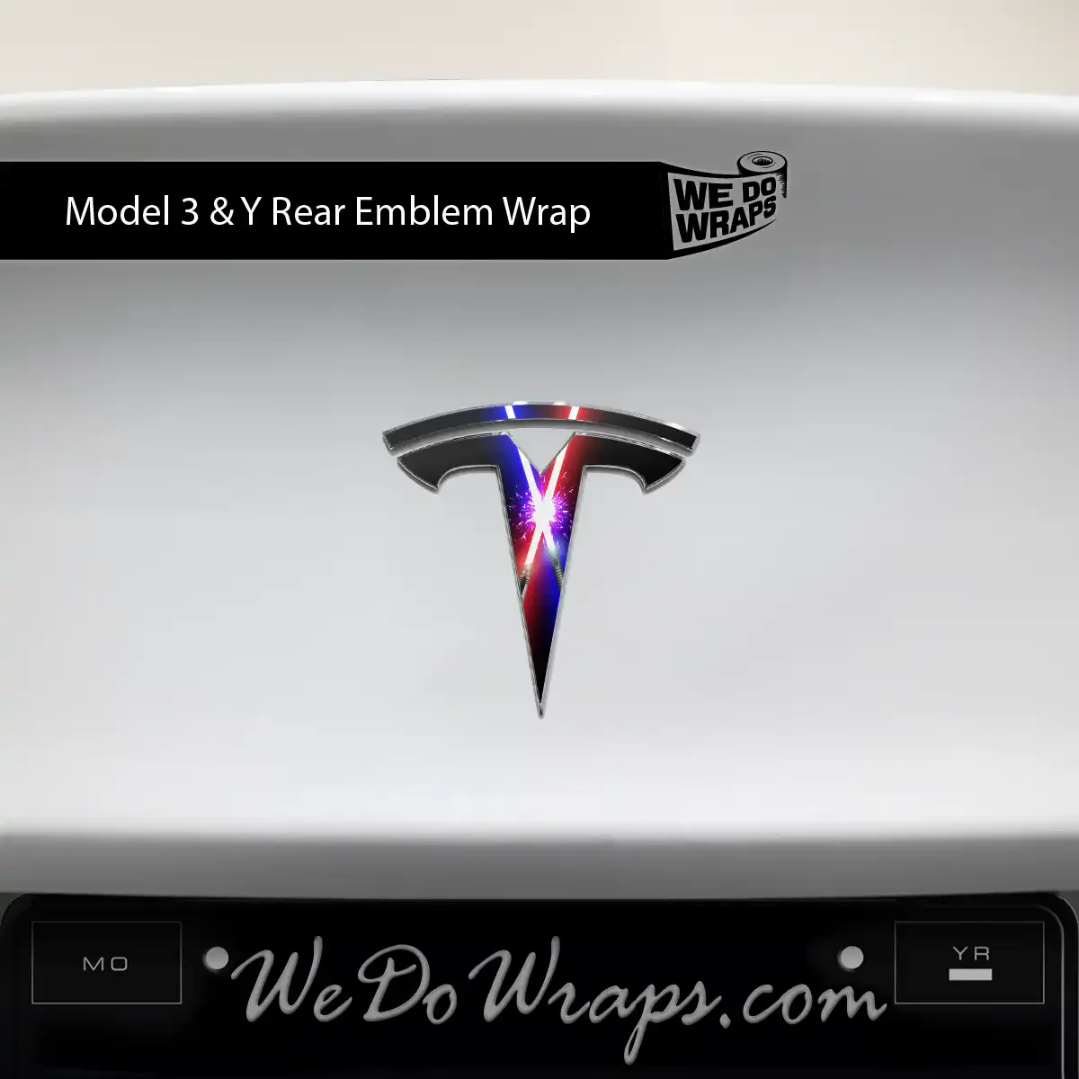 Laser Sword Clash Tesla Emblem Decals (Front + Back) | Model 3 - Image 2