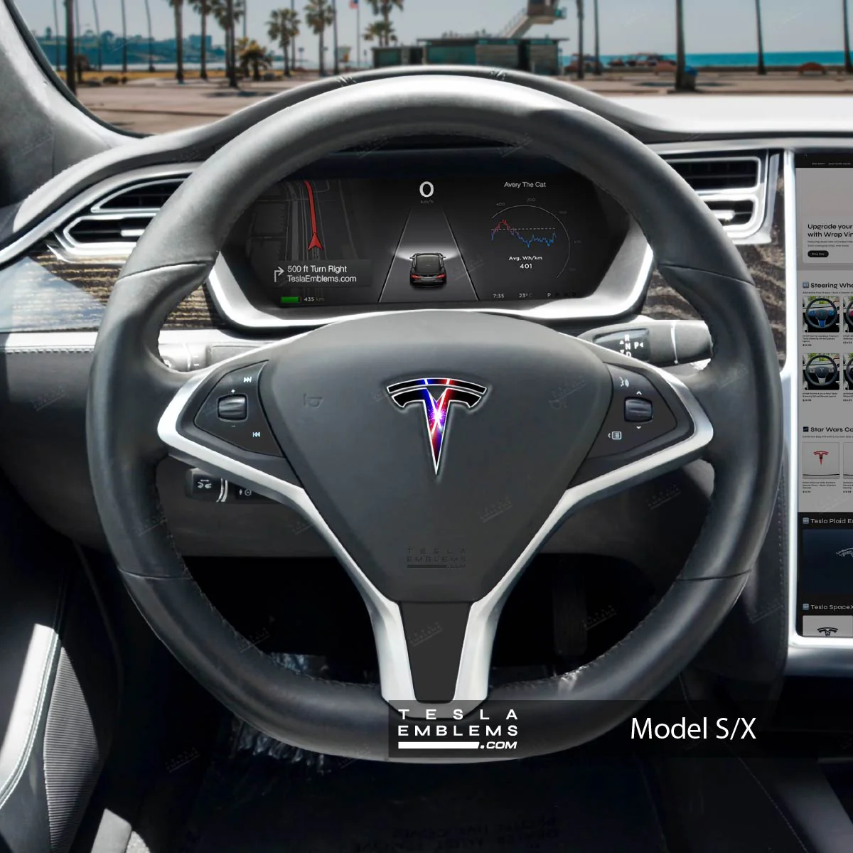 Laser Sword Clash Tesla Steering Wheel Wrap | Model S - Image 2