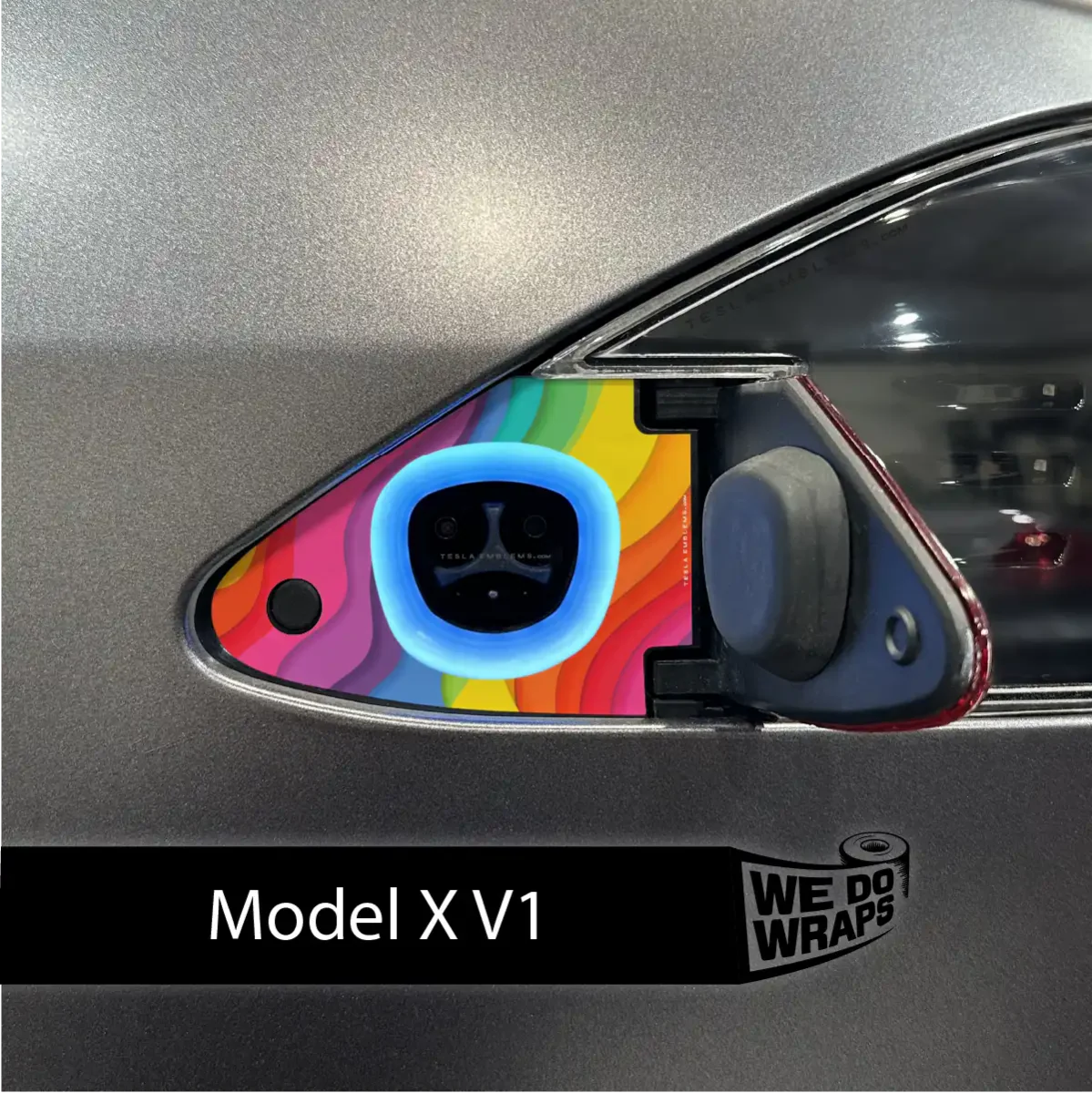 Layered Rainbow Tesla Charge Port Wrap | Model X - Image 2