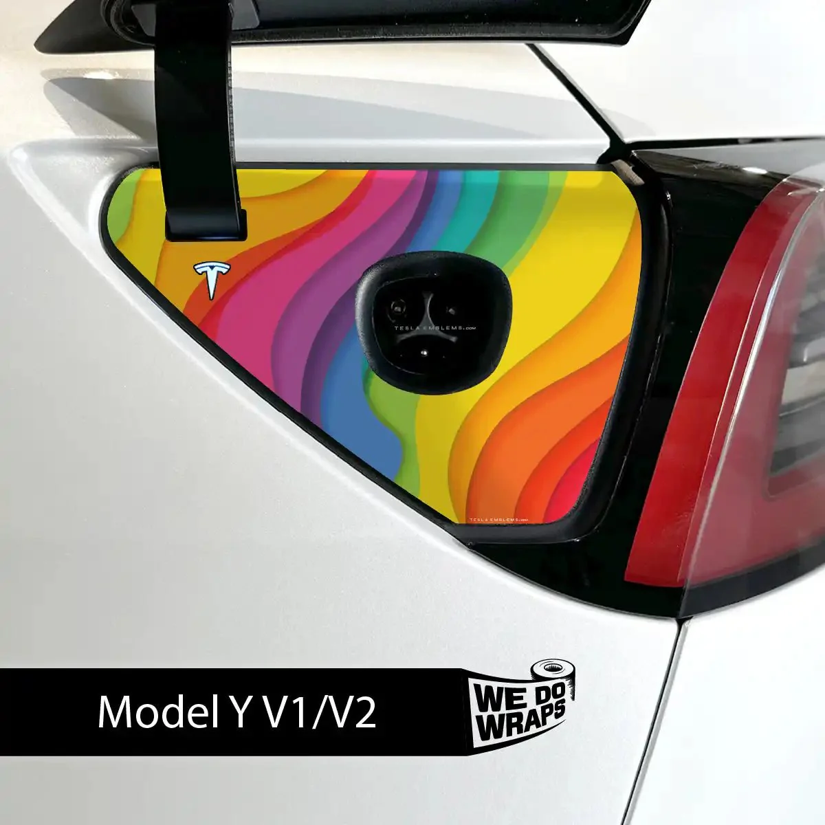 Layered Rainbow Tesla Charge Port Wrap | Model Y - Image 2