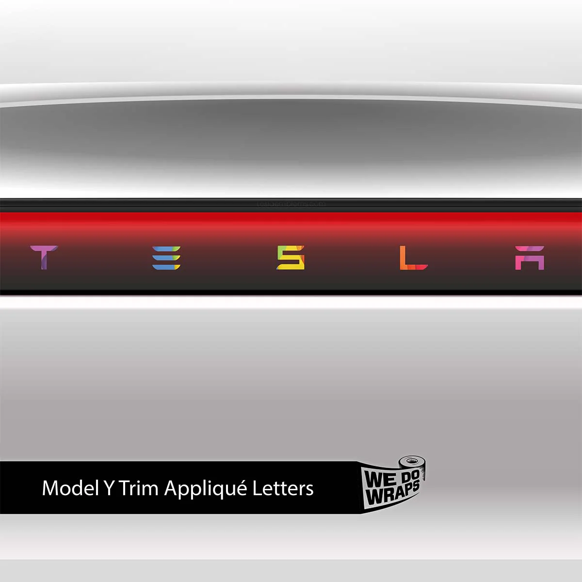 Layered Rainbow Tesla Emblem Decals (Front + Back) | Model Y - Image 3
