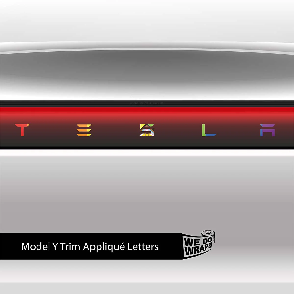 LGBTQ+ Pride Flag Tesla Emblem Decals (Front + Back) | Model Y - Image 3