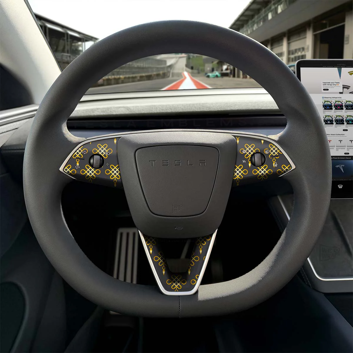 Lucky Knot Tesla Steering Wheel Trim Decal Kit (3pcs) | Model 3 - Image 3