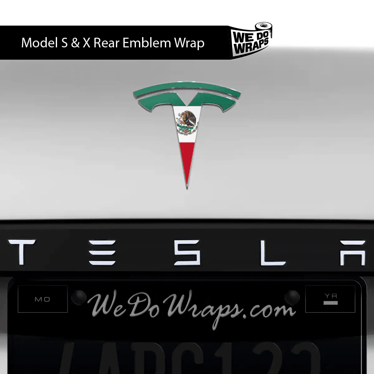 Mexican Flag Tesla Emblem Decals (Front + Back) | Model X - Image 2