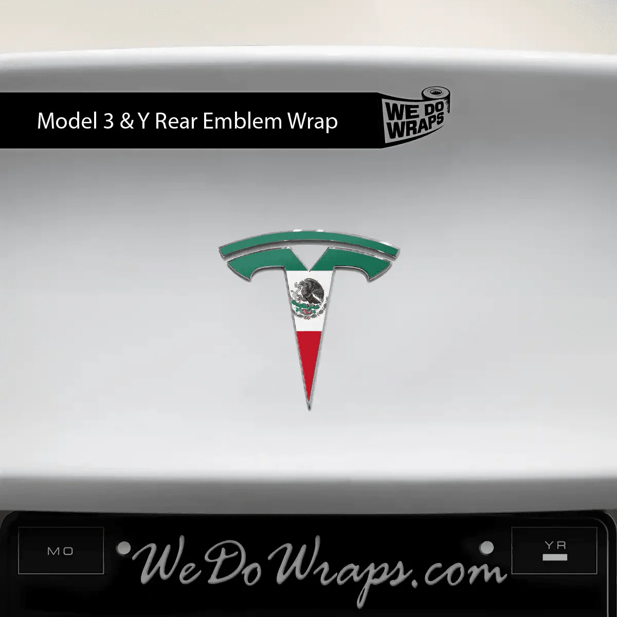 Mexican Flag Tesla Emblem Decals (Front + Back) | Model Y - Image 2