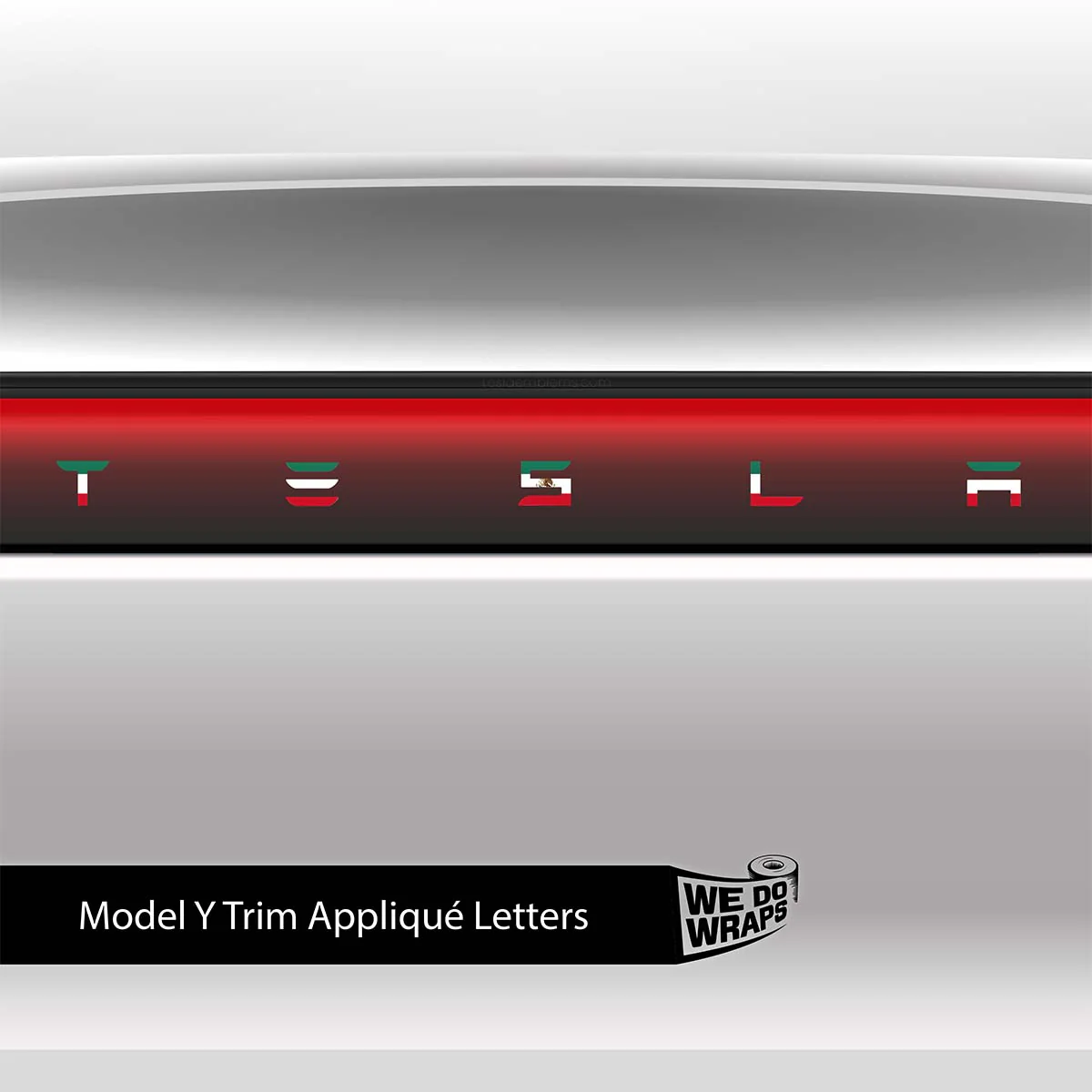Mexican Flag Tesla Emblem Decals (Front + Back) | Model Y - Image 3