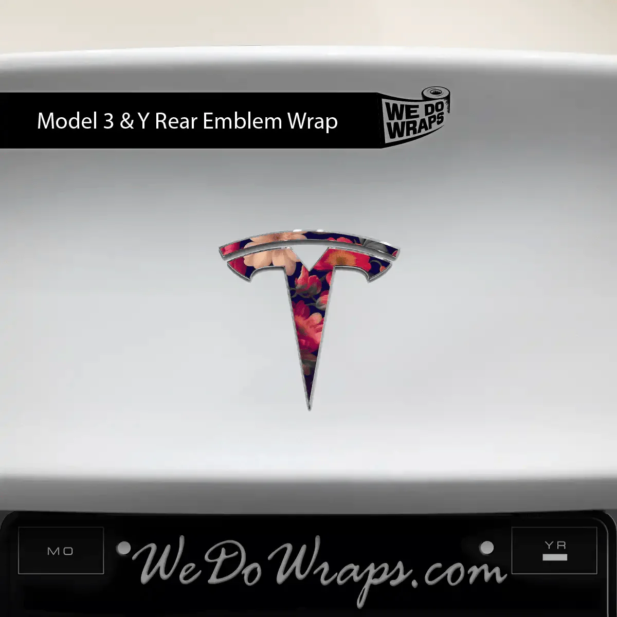 Midnight Bloom Tesla Emblem Decals (Front + Back) | Model 3 - Image 2
