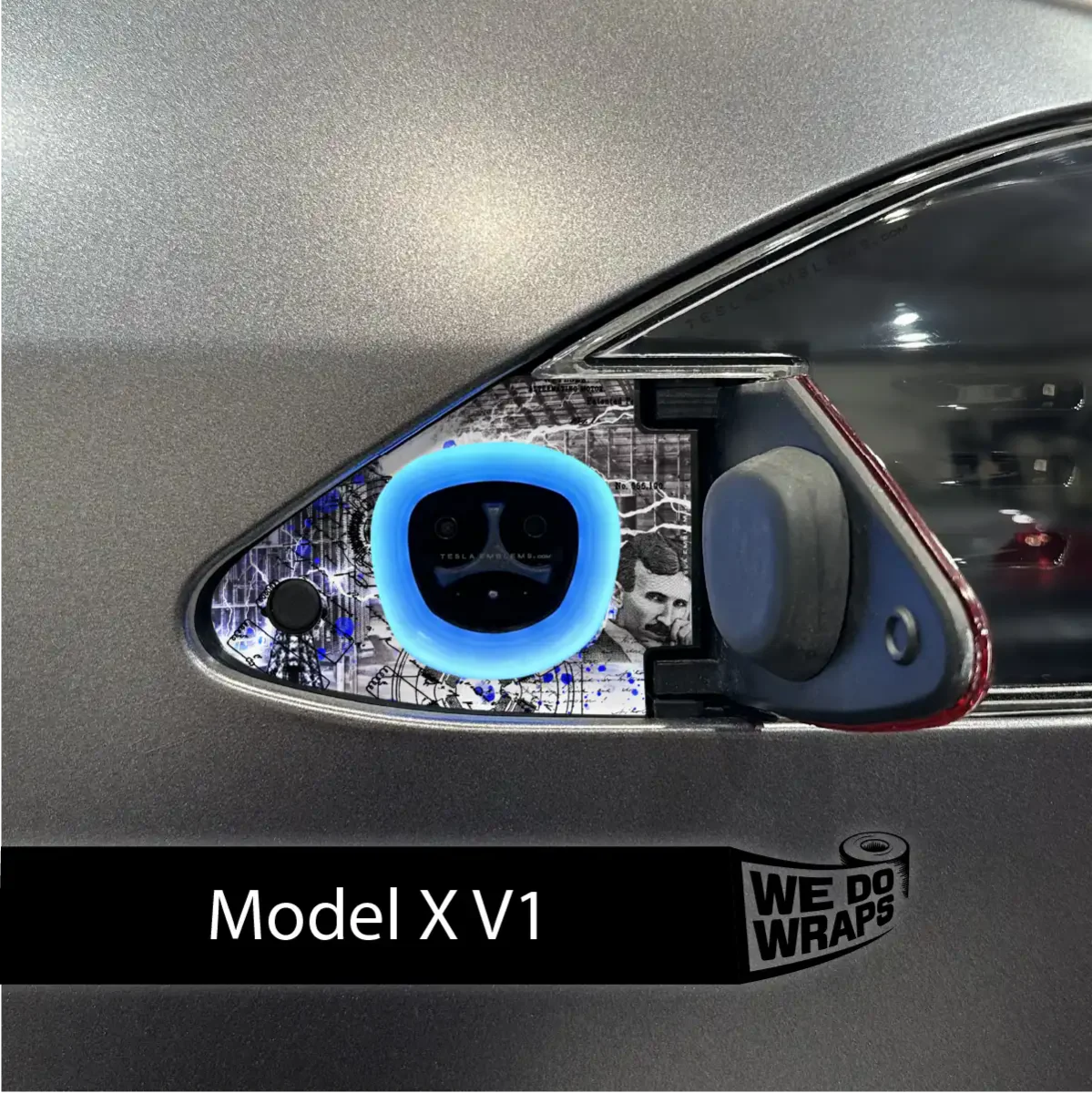Nikola Tesla Steampunk / Trash Polka Tesla Charge Port Wrap | Model X - Image 2