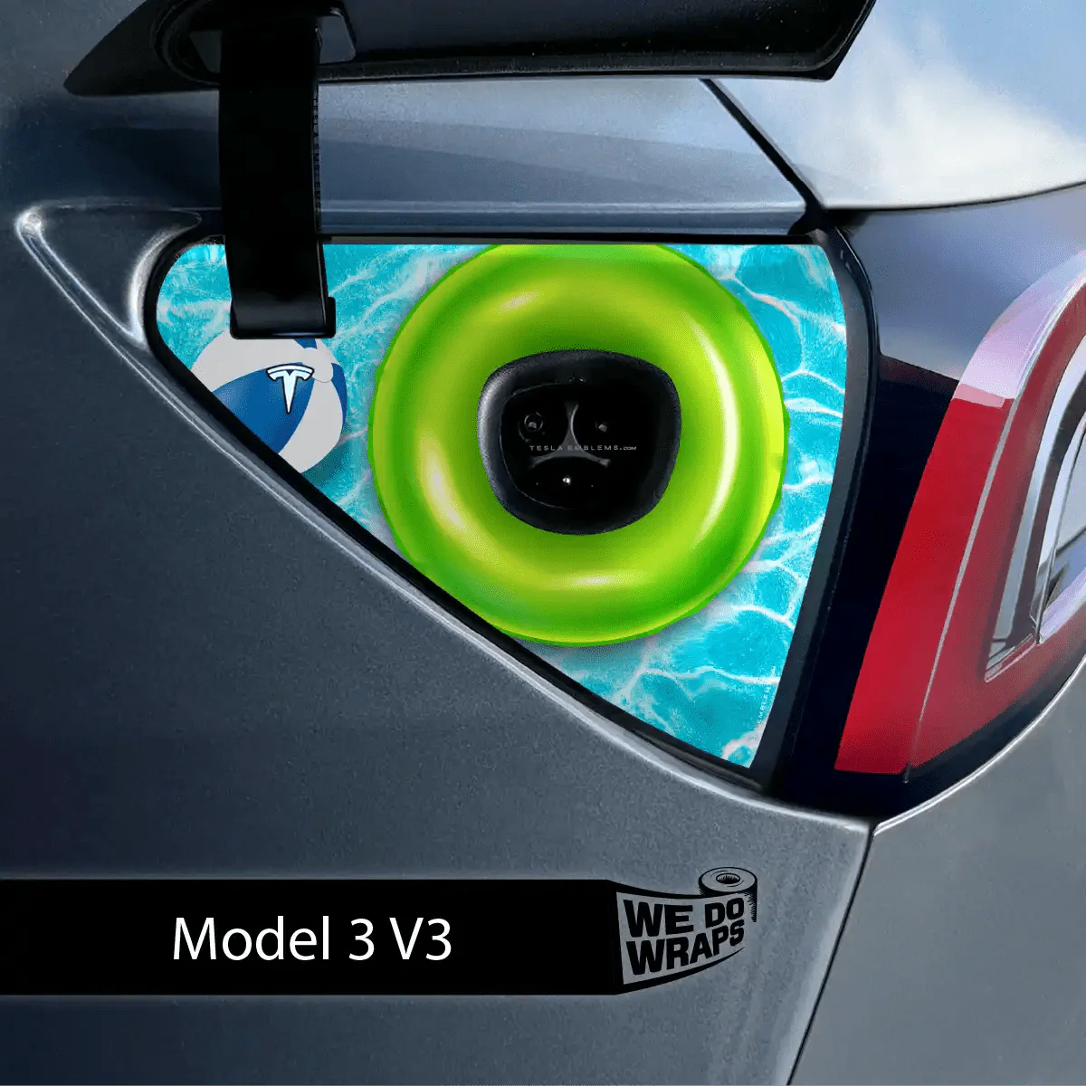 Pool Party Tesla Charge Port Wrap | Model 3 - Image 2